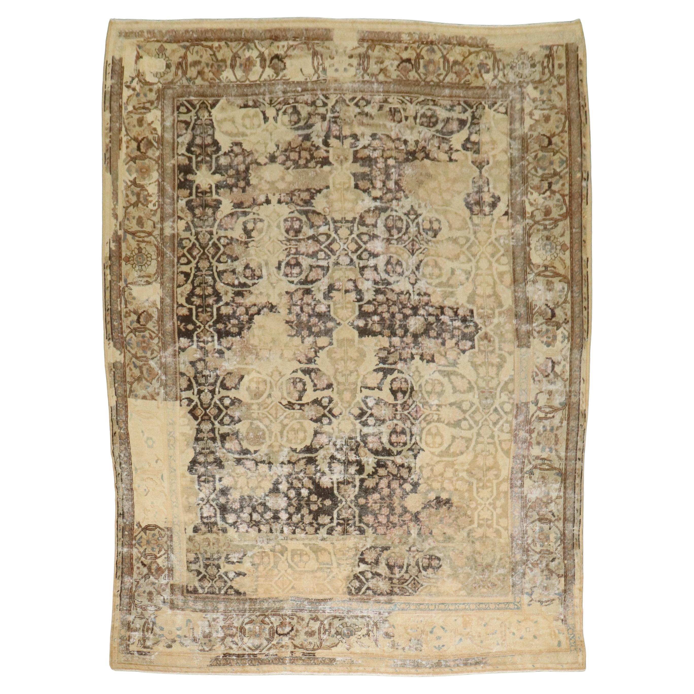 Zabihi Collection Masculine Antique Persian Sultanabad Restored Rug