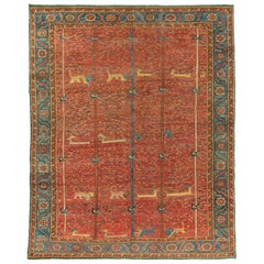 Zabihi Collection Mid 19th Century Animal Motif Pictorial Bakshaish Rug