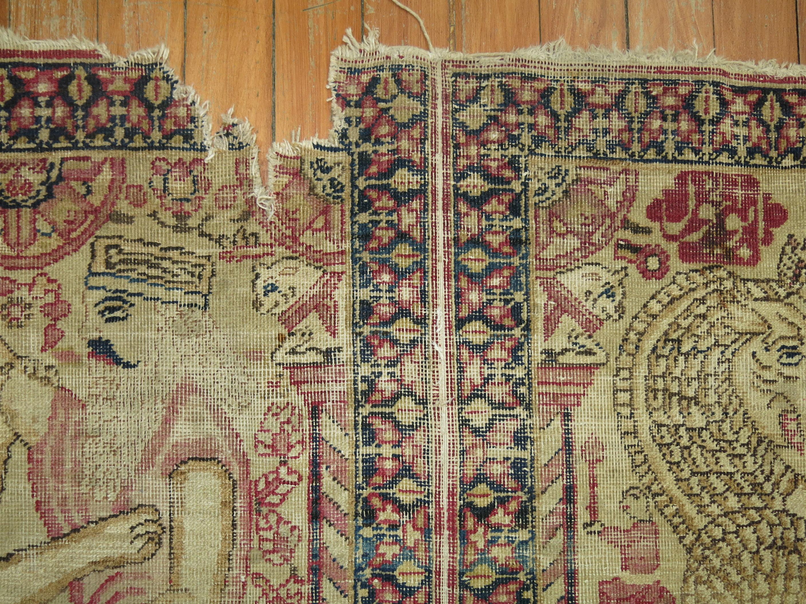 Zabihi Kollektion Mitte des 19. Jahrhunderts Lavar Kerman Bildteppich (Persisch) im Angebot