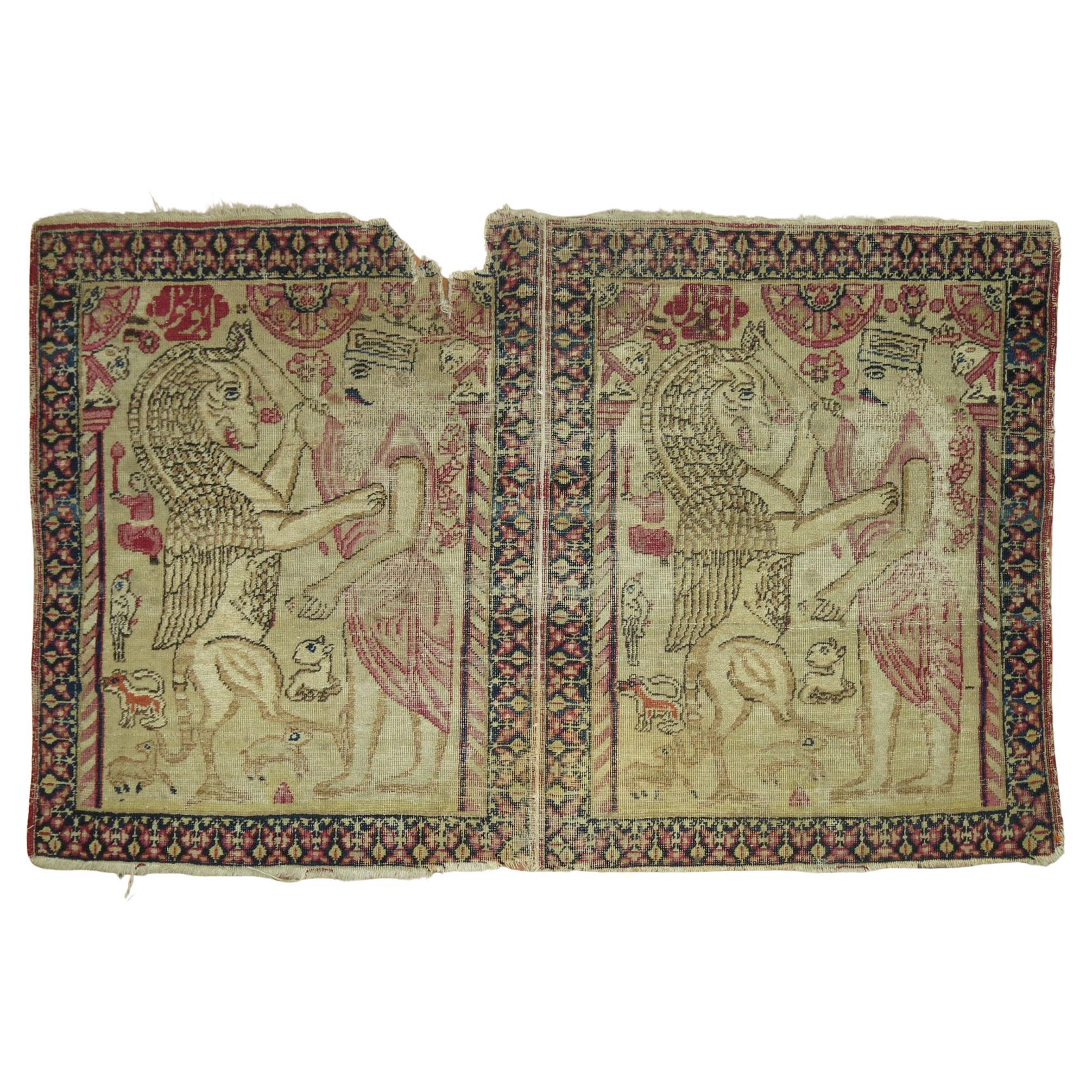 Zabihi Collection Mid 19th Century Lavar Kerman Pictorial Rug