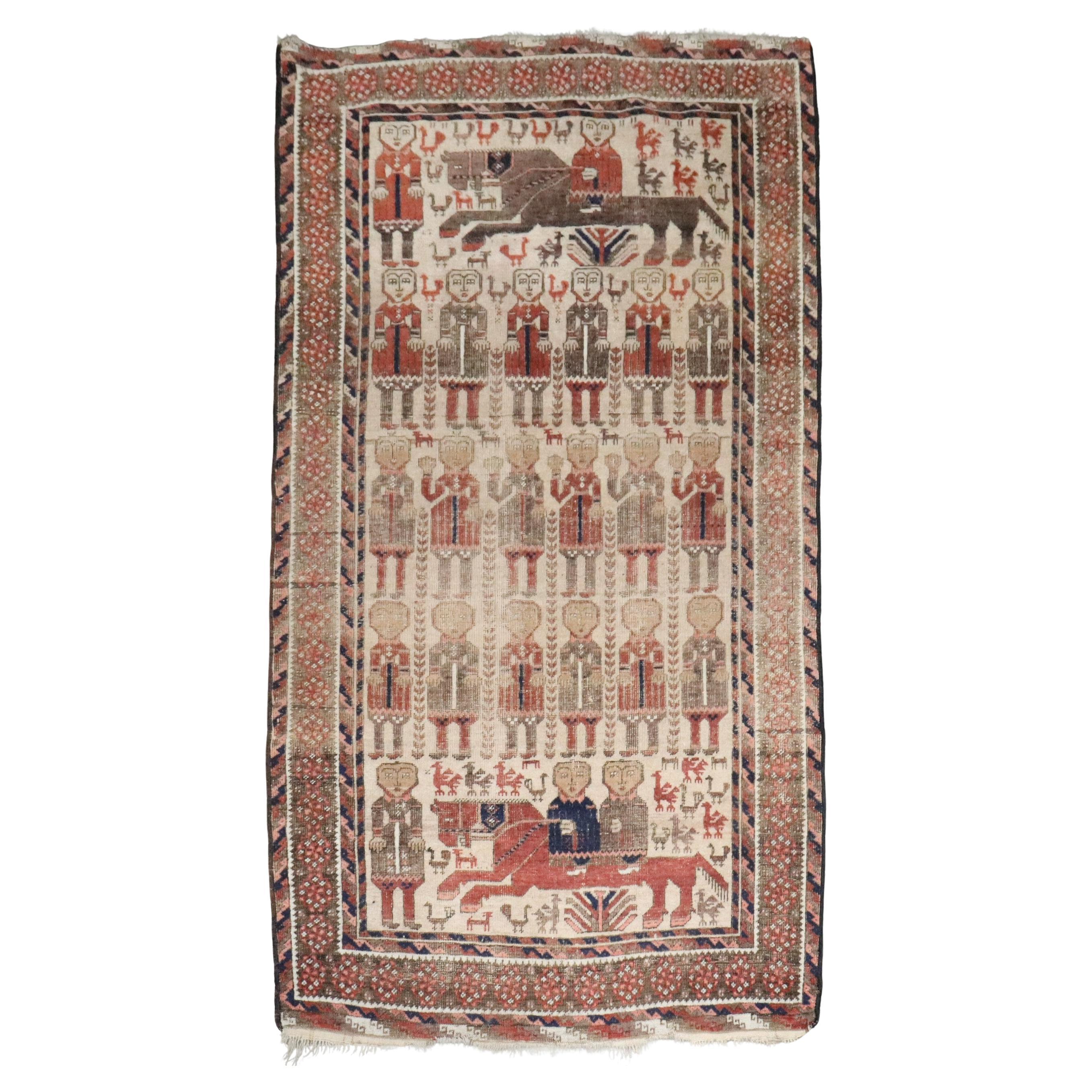 Zabihi Collection Mid 19th Century Pictorial Balouch Rug