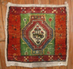 Zabihi Collection Mid-20th Century Green Turkish Anatolian Throw Rug