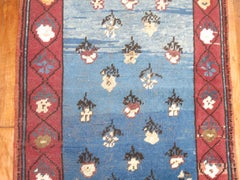 Zabihi Collection Mid 20th century Turkish Blue Floral Runner
