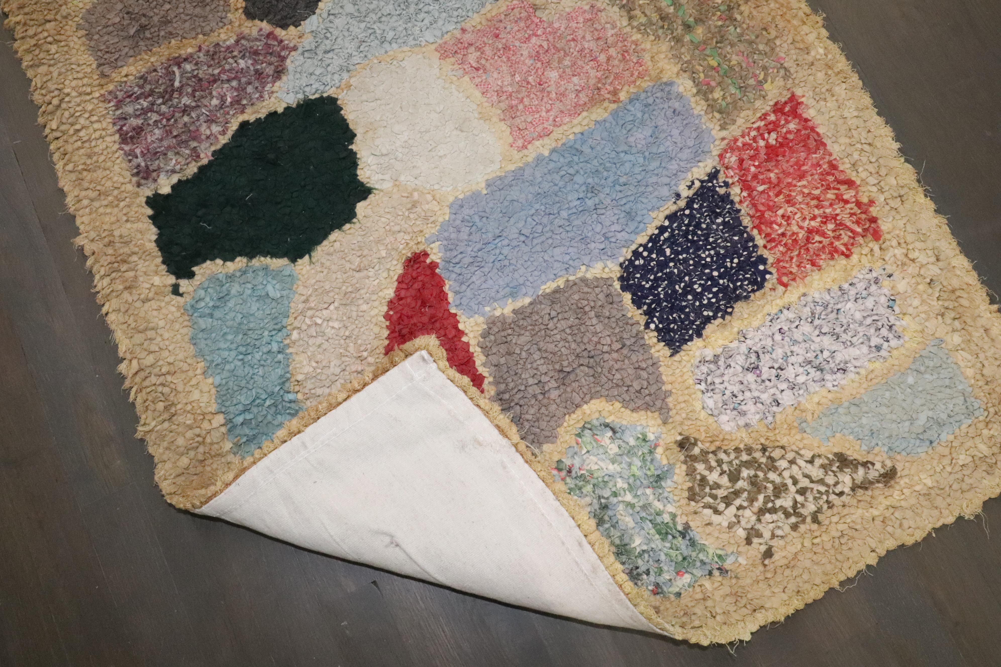 Hand-Knotted Zabihi Collection Mid Century Abstract American Hooked Runner For Sale