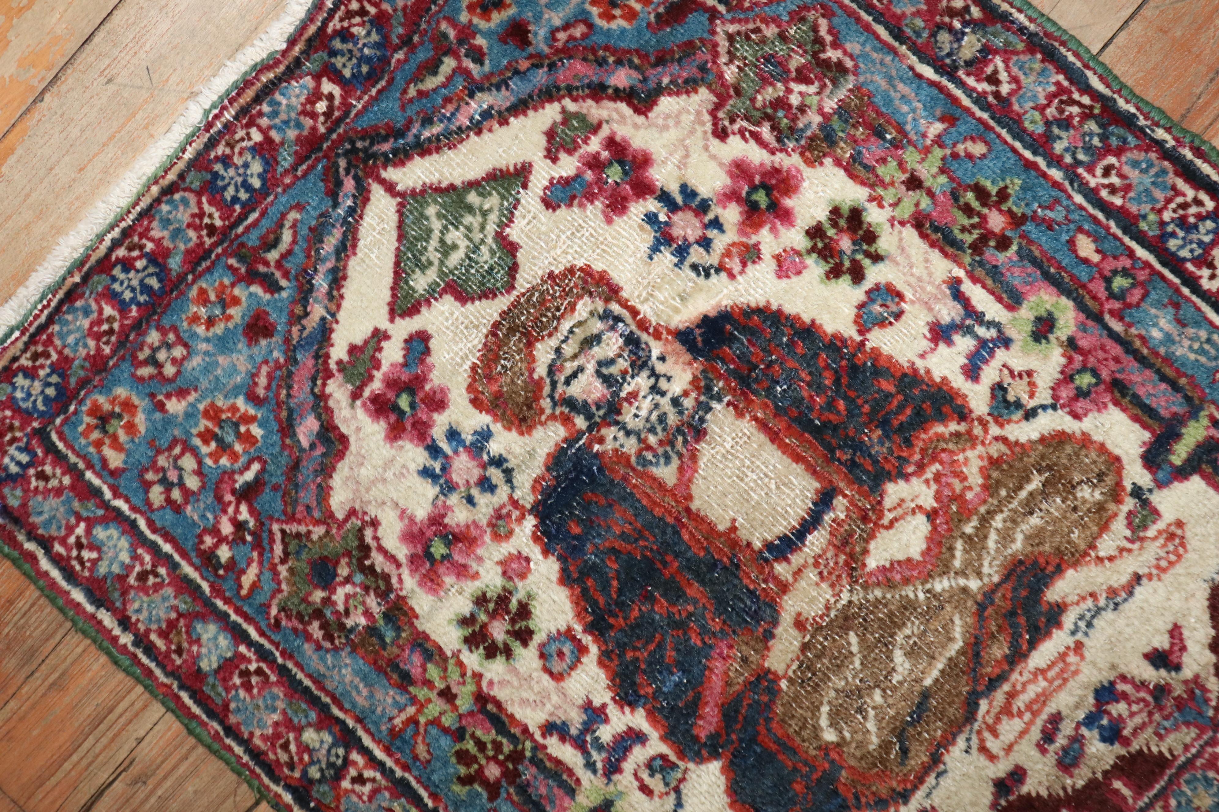 Islamic Zabihi Collection Mini Size Persian Pictorial Rug For Sale