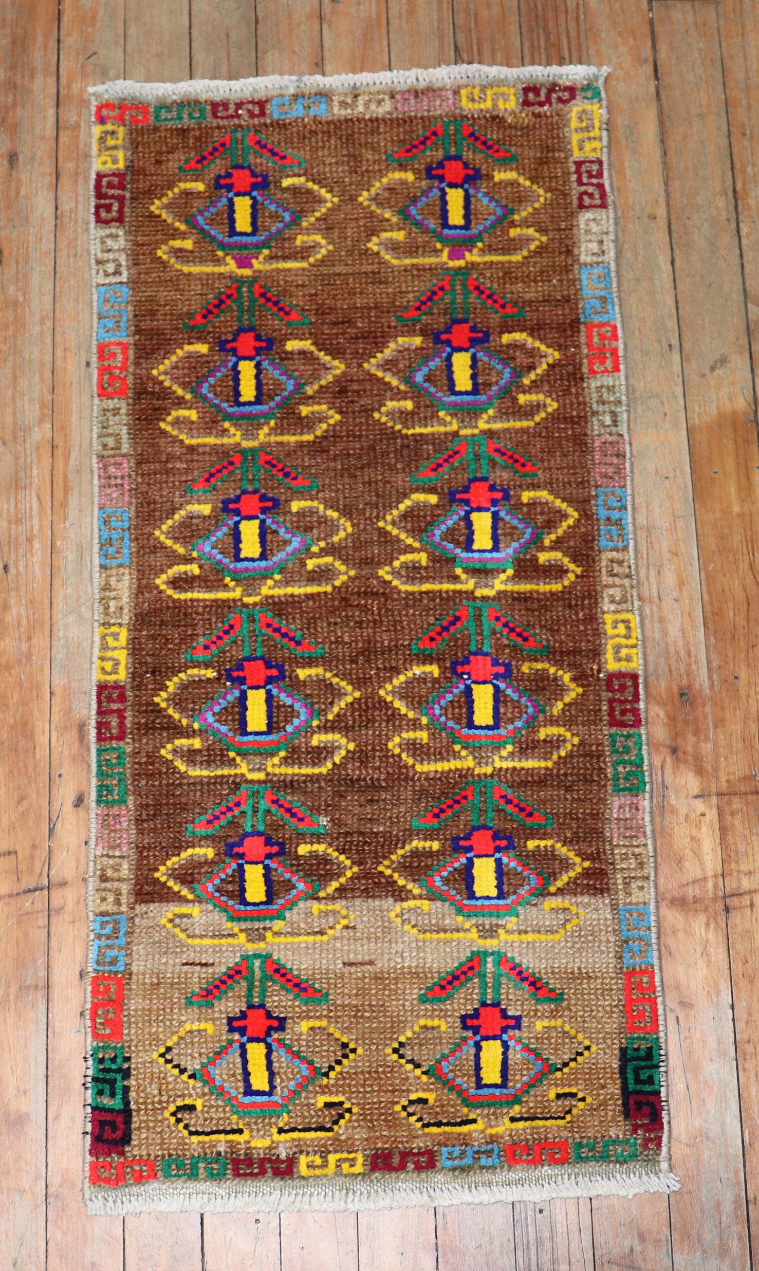 Zabihi Collection Mini Turkish Rug In Good Condition For Sale In New York, NY