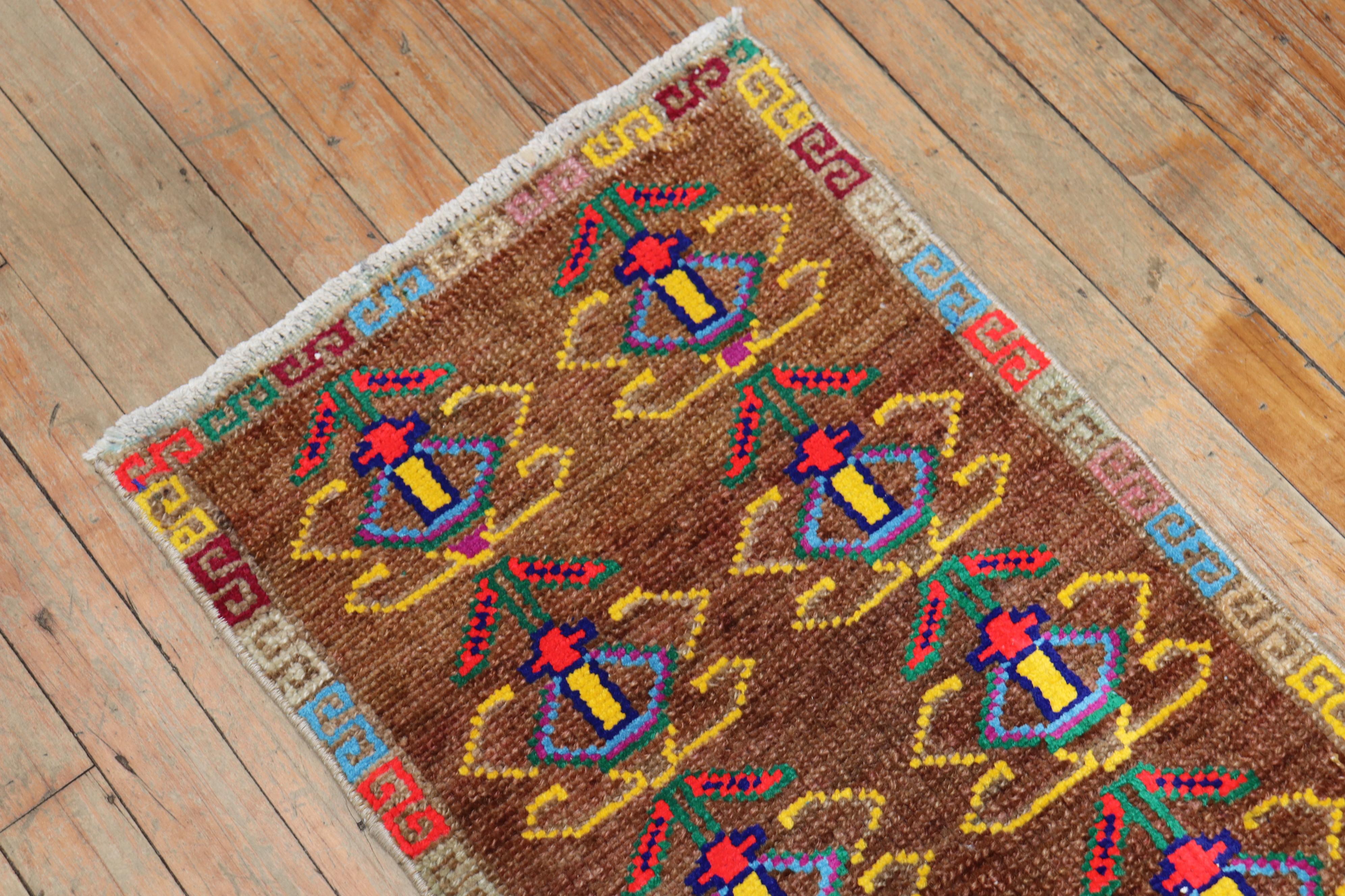 20th Century Zabihi Collection Mini Turkish Rug For Sale