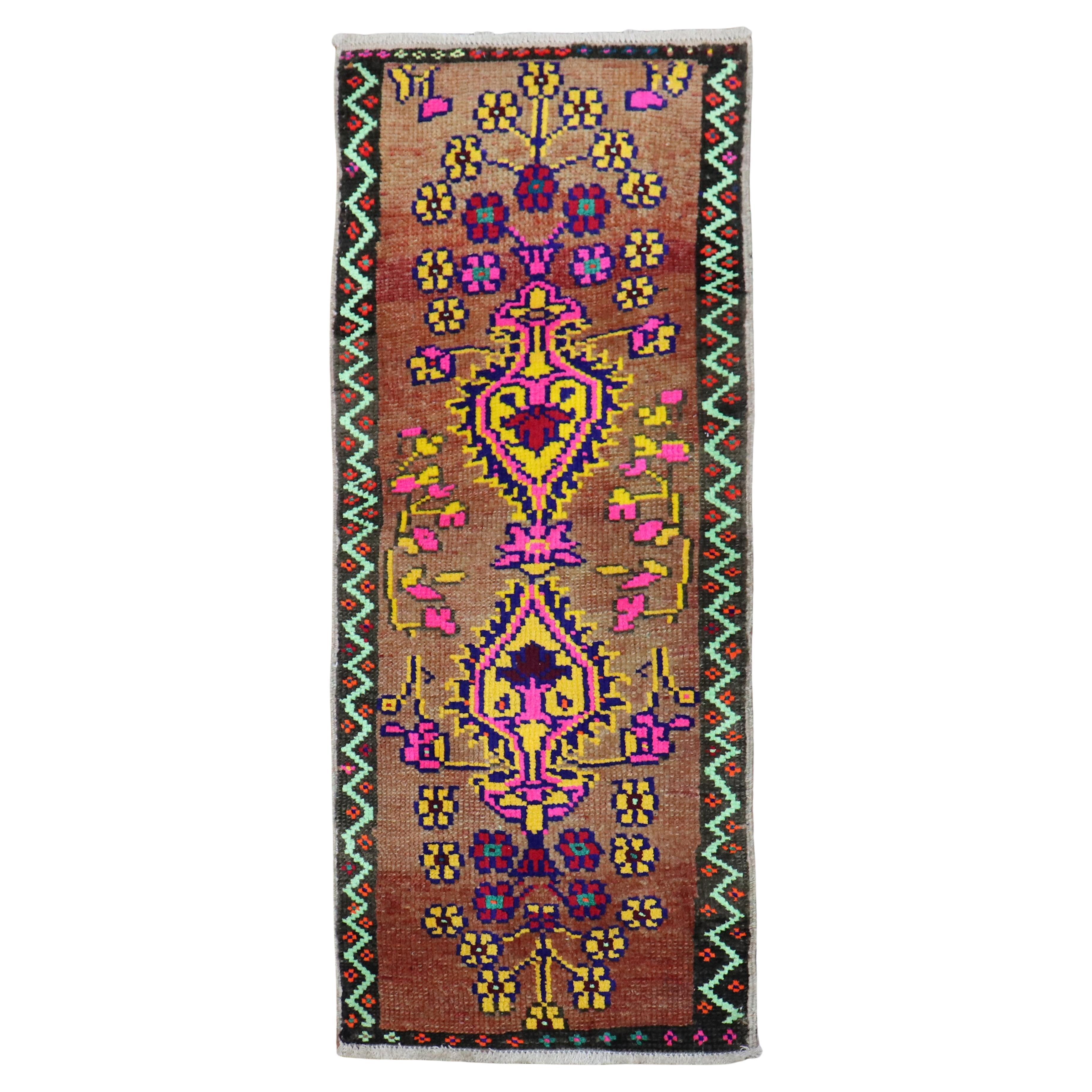 Zabihi Collection Mini Vintage Anatolian Turkish Rug