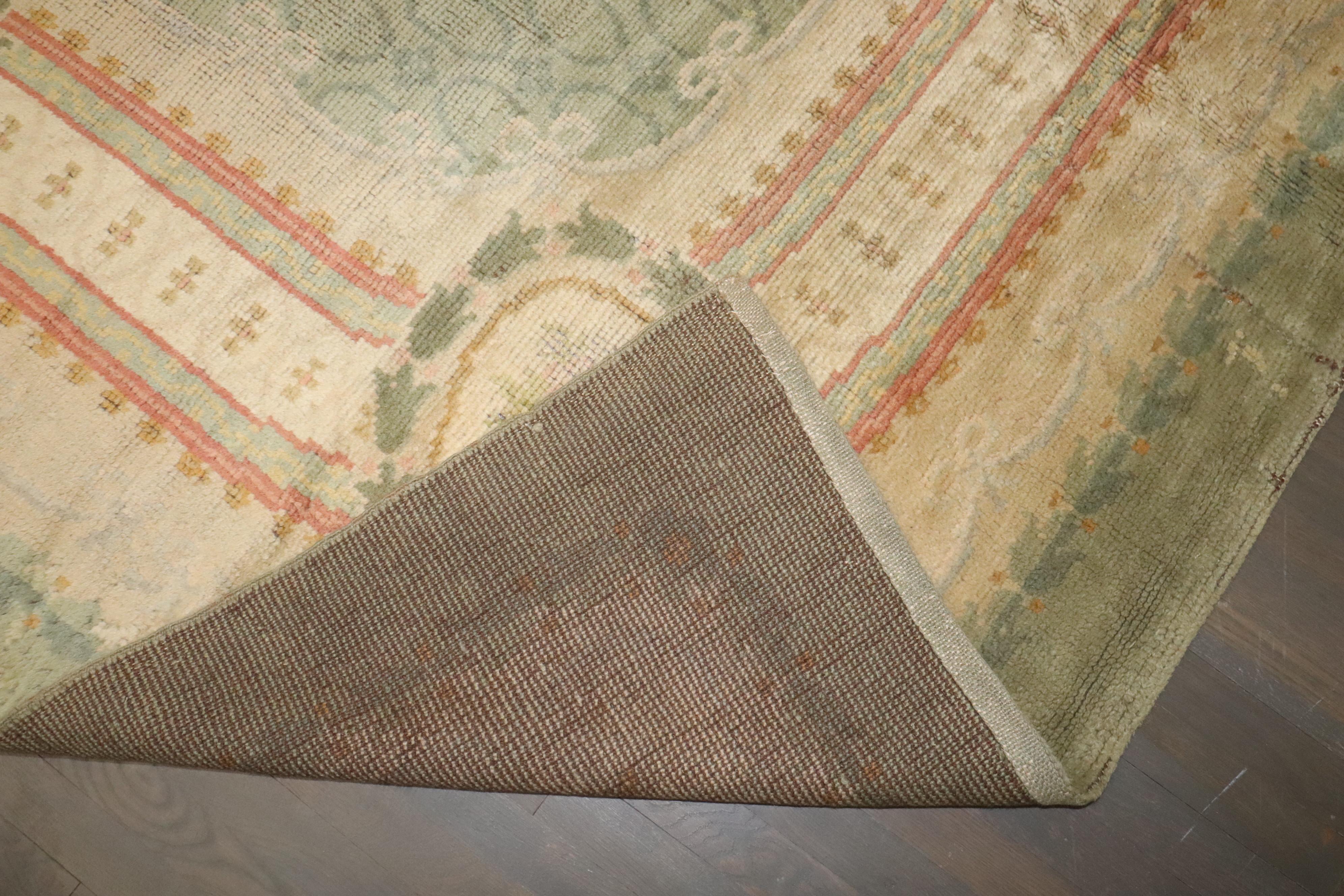Zabihi Collection Mint Green Color Irish Donegal Rug For Sale 4