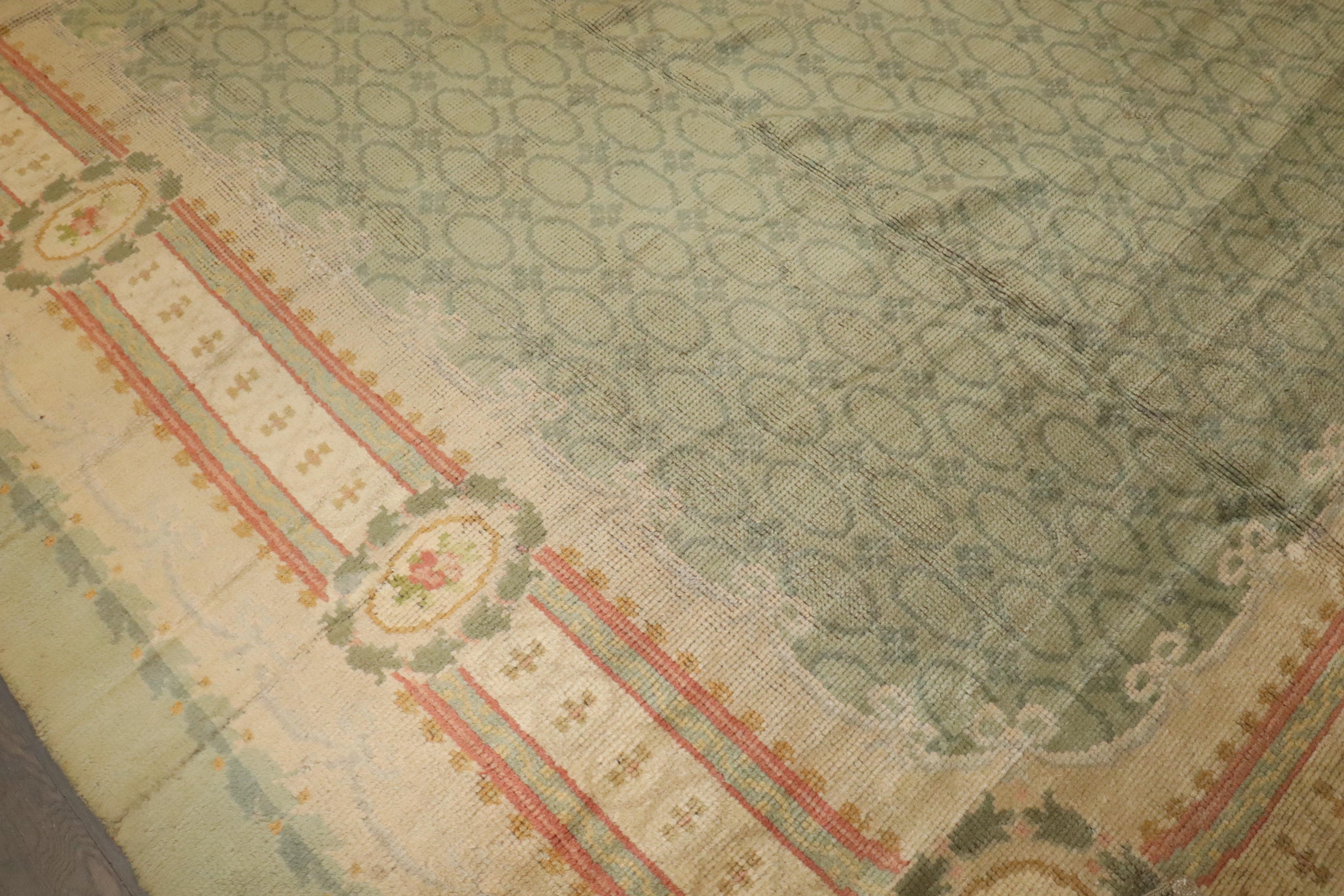 Zabihi Collection Mint Green Color Irish Donegal Rug For Sale 5