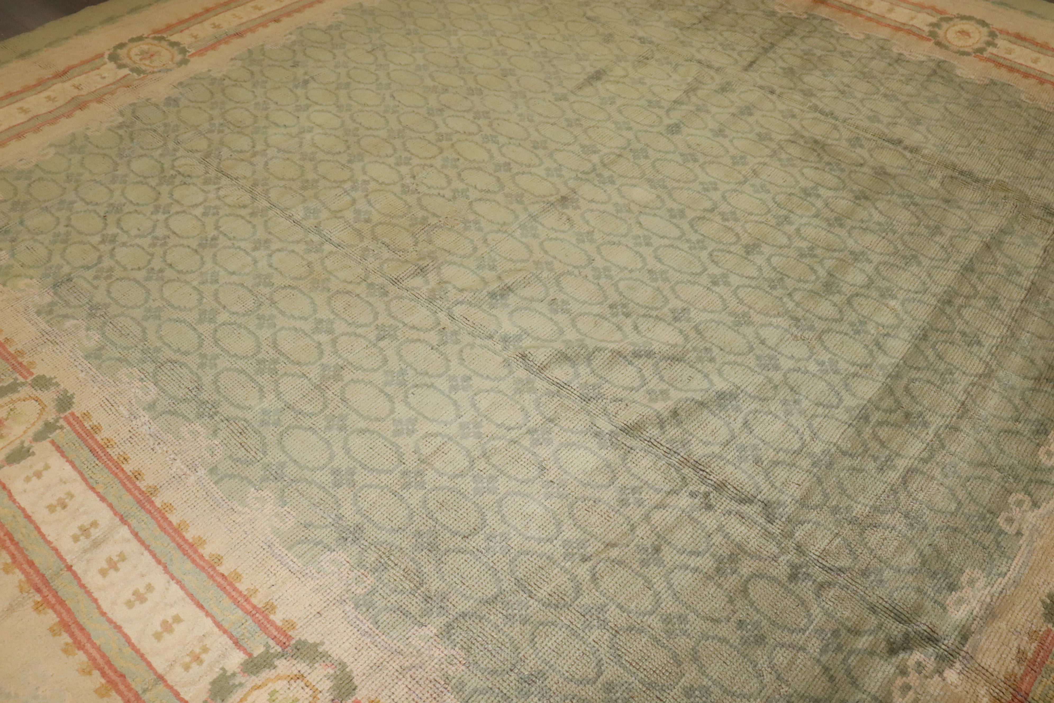 Zabihi Collection Mint Green Color Irish Donegal Rug For Sale 6