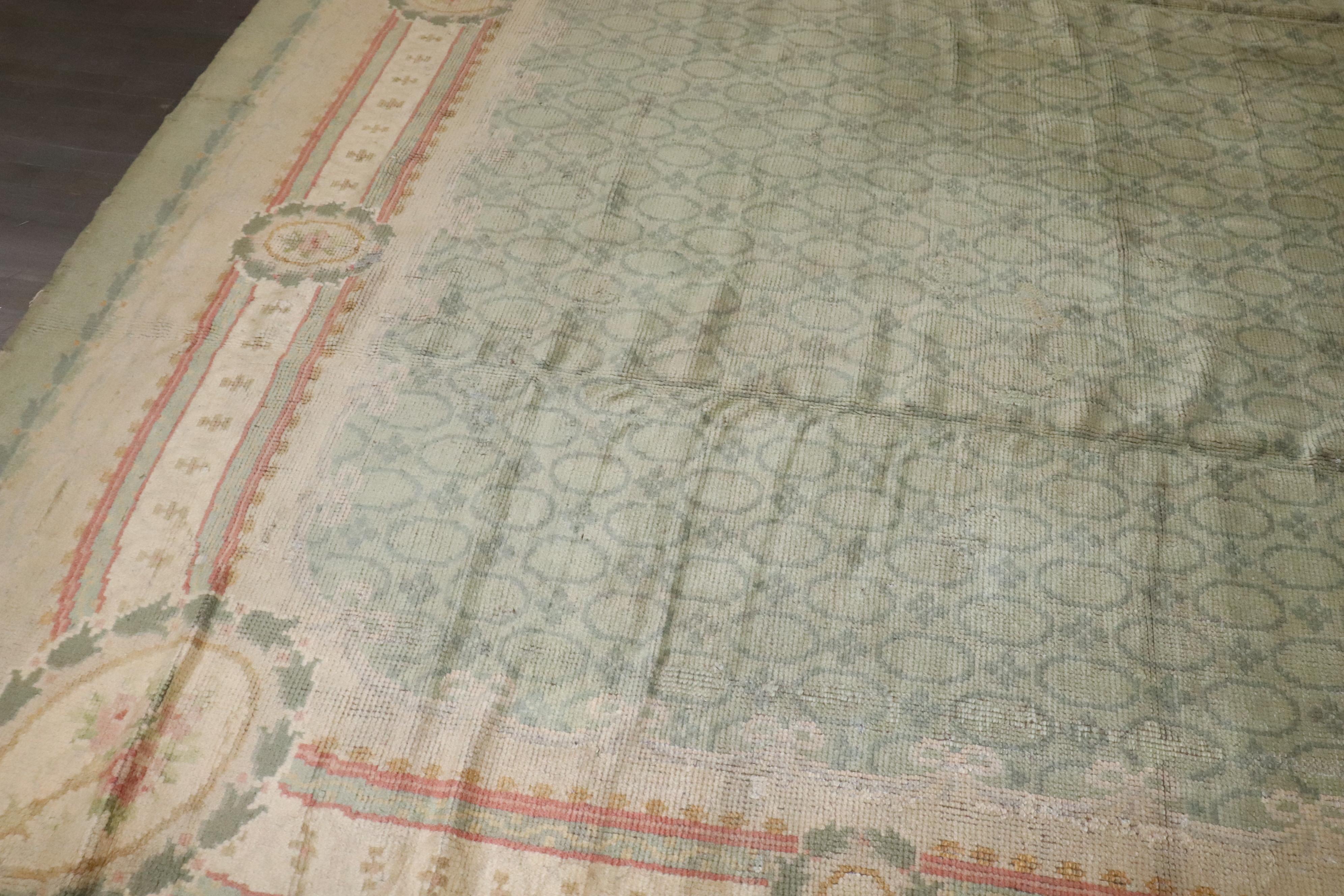 Zabihi Collection Mint Green Color Irish Donegal Rug For Sale 7