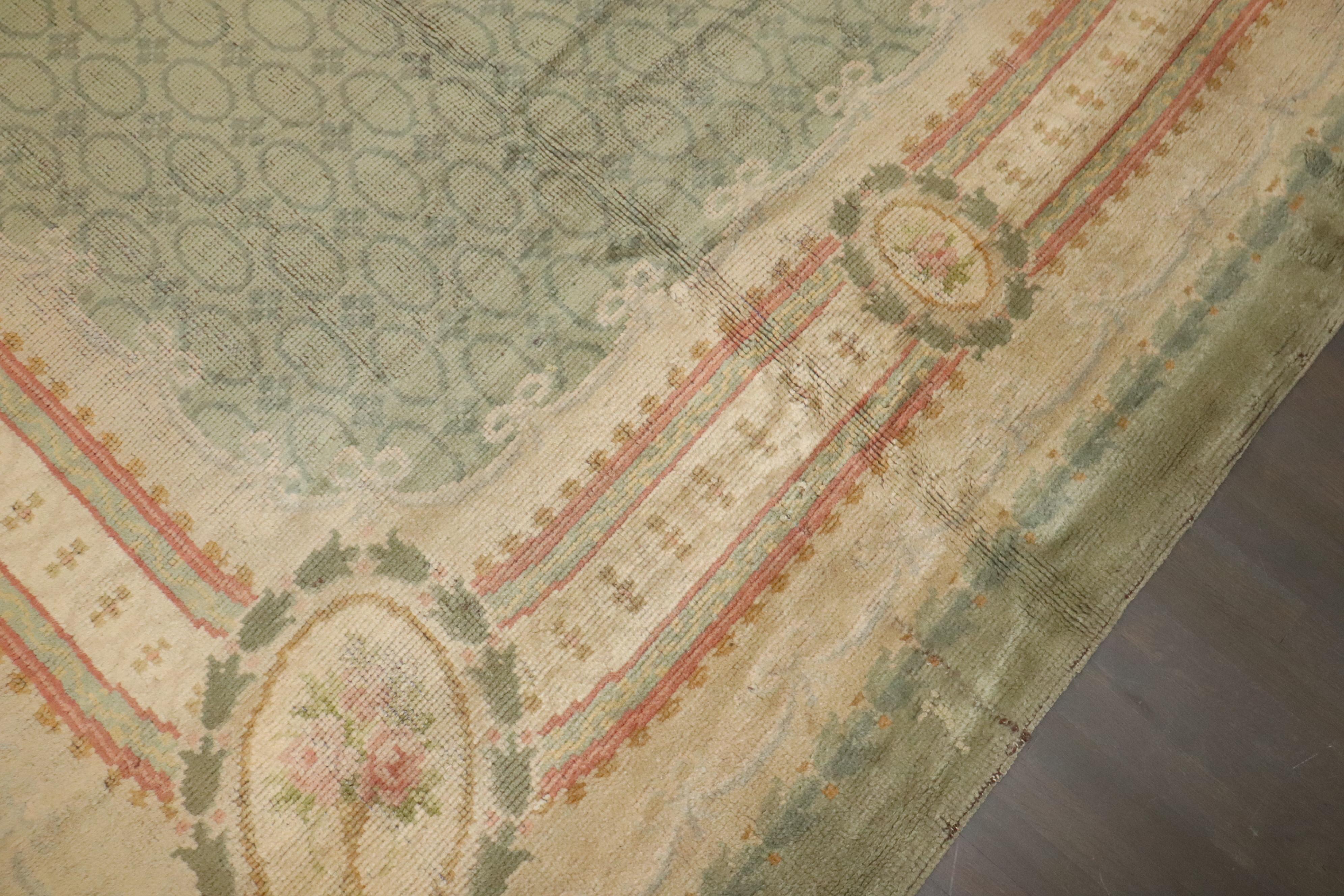 Zabihi Collection Mint Green Color Irish Donegal Rug For Sale 8