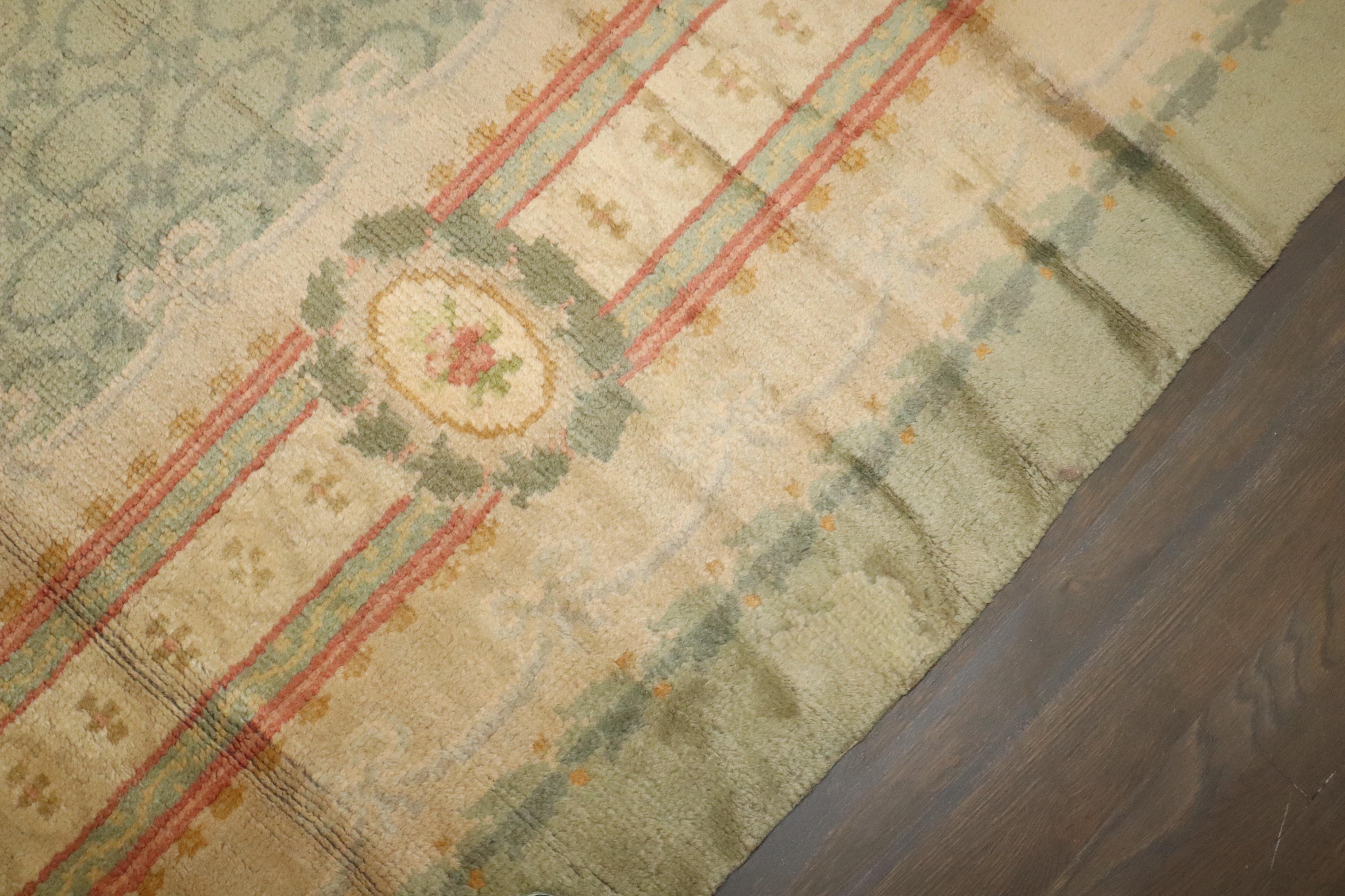 Zabihi Collection Mint Green Color Irish Donegal Rug For Sale 1