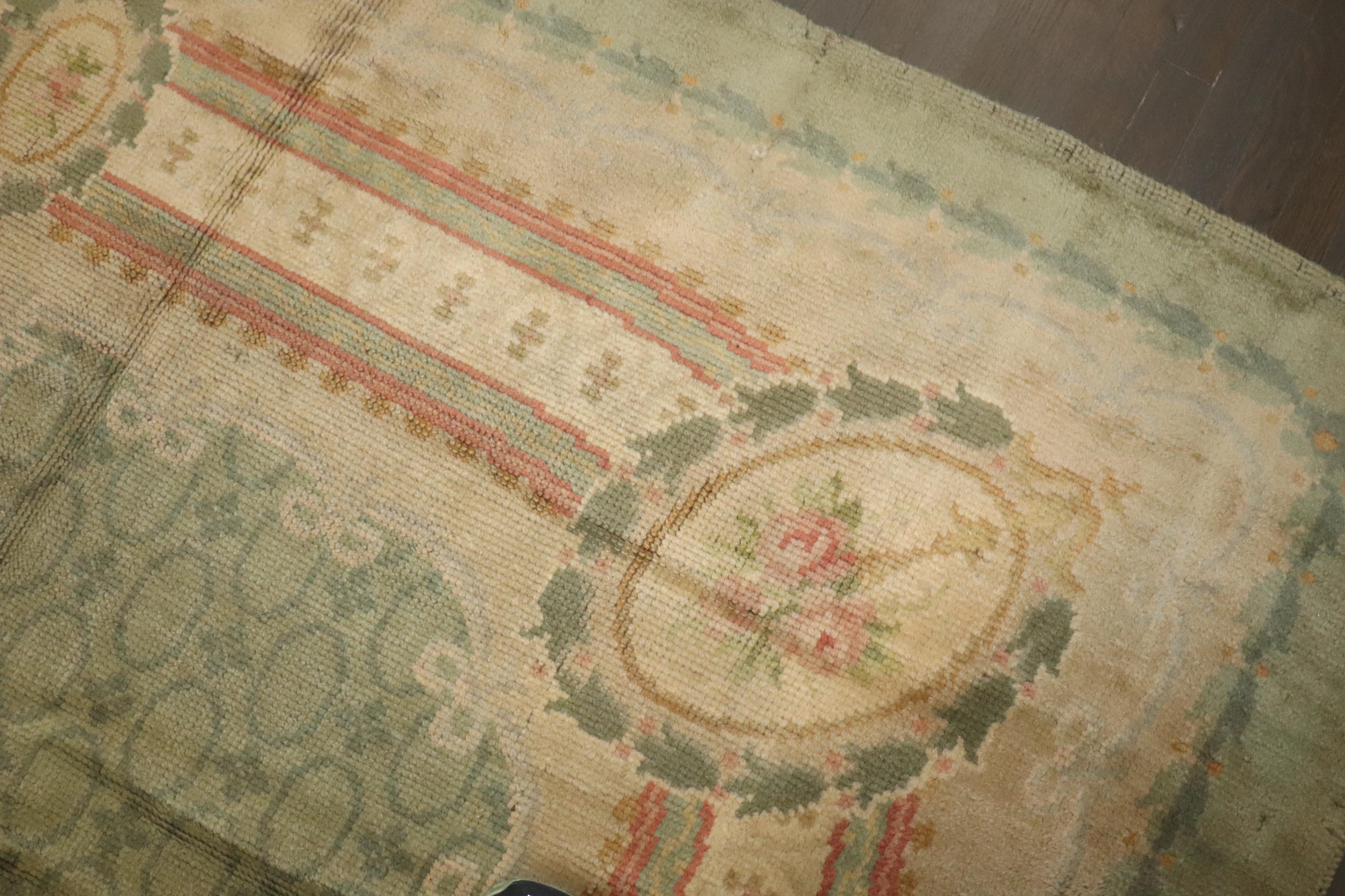 Zabihi Collection Mint Green Color Irish Donegal Rug For Sale 2