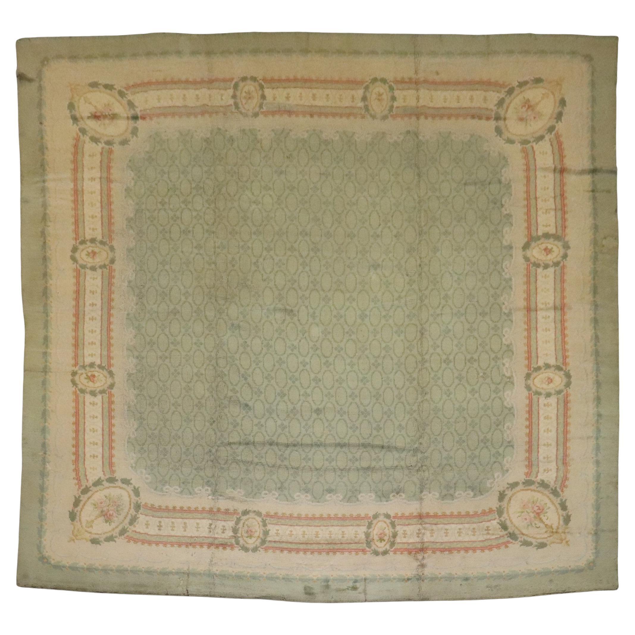 Zabihi Collection Mint Green Color Irish Donegal Rug