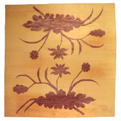 Zabihi Collection Modern Floral Orange Brown Oversize Tibetan Rug