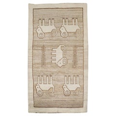 Zabihi Collection Modern Persian Gabbeh Animal Ram Rug