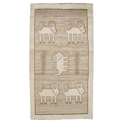 Zabihi Collection Modern Persian Gabbeh Animal Ram Rug