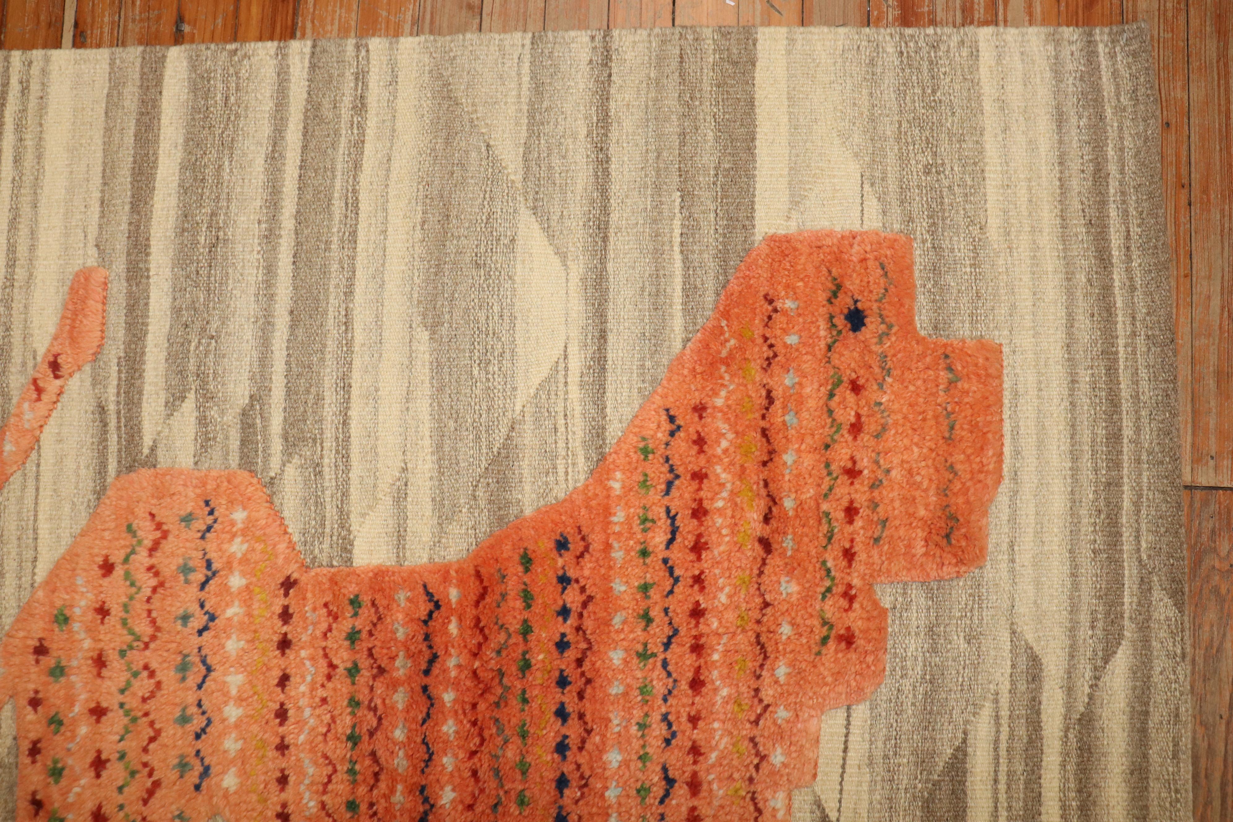 Zabihi Collection Modern Persian Lion Souf Kilim (Persisch) im Angebot