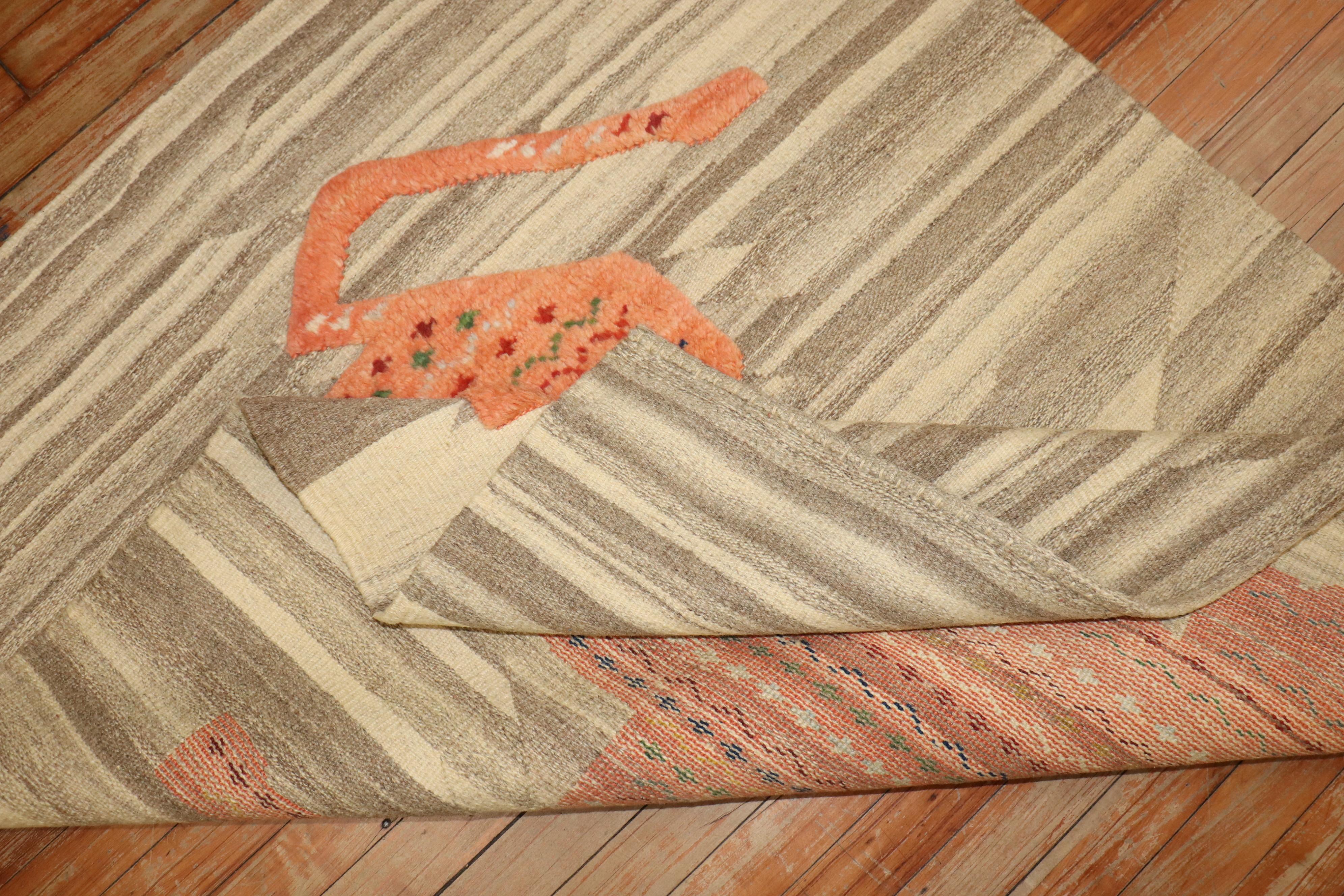 Zabihi Collection Modern Persian Lion Souf Kilim (Handgewebt) im Angebot