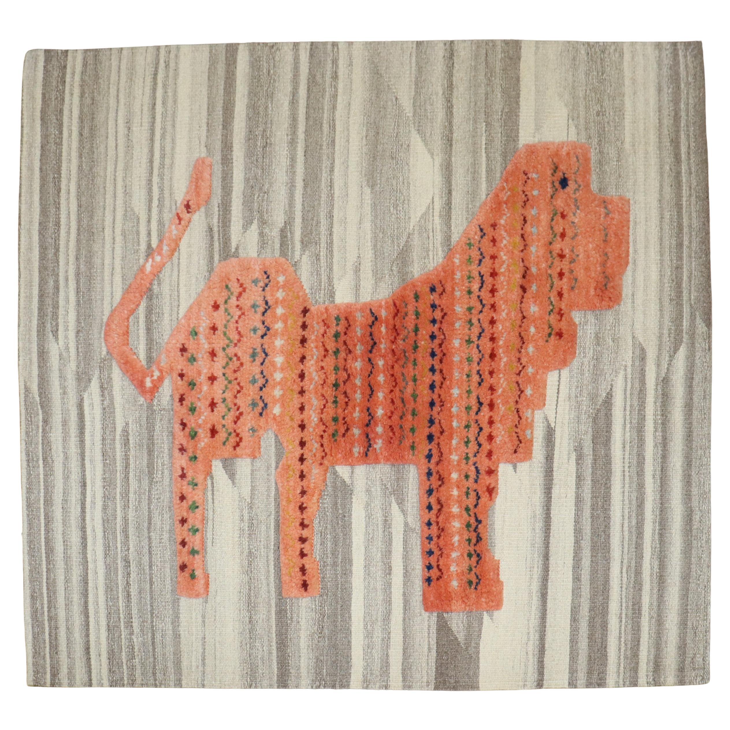 Zabihi Collection Modern Persian Lion Souf Kilim