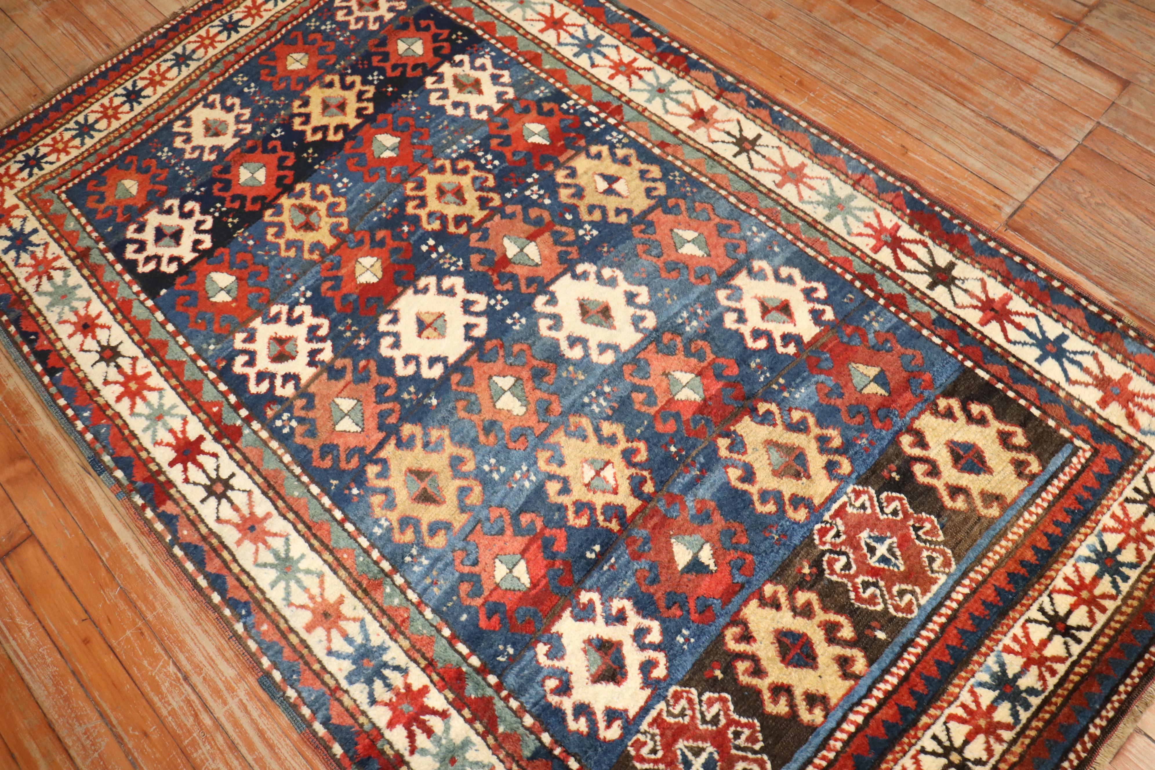 Zabihi Collection Moghan Antique Caucasian Kazak Rug For Sale 5