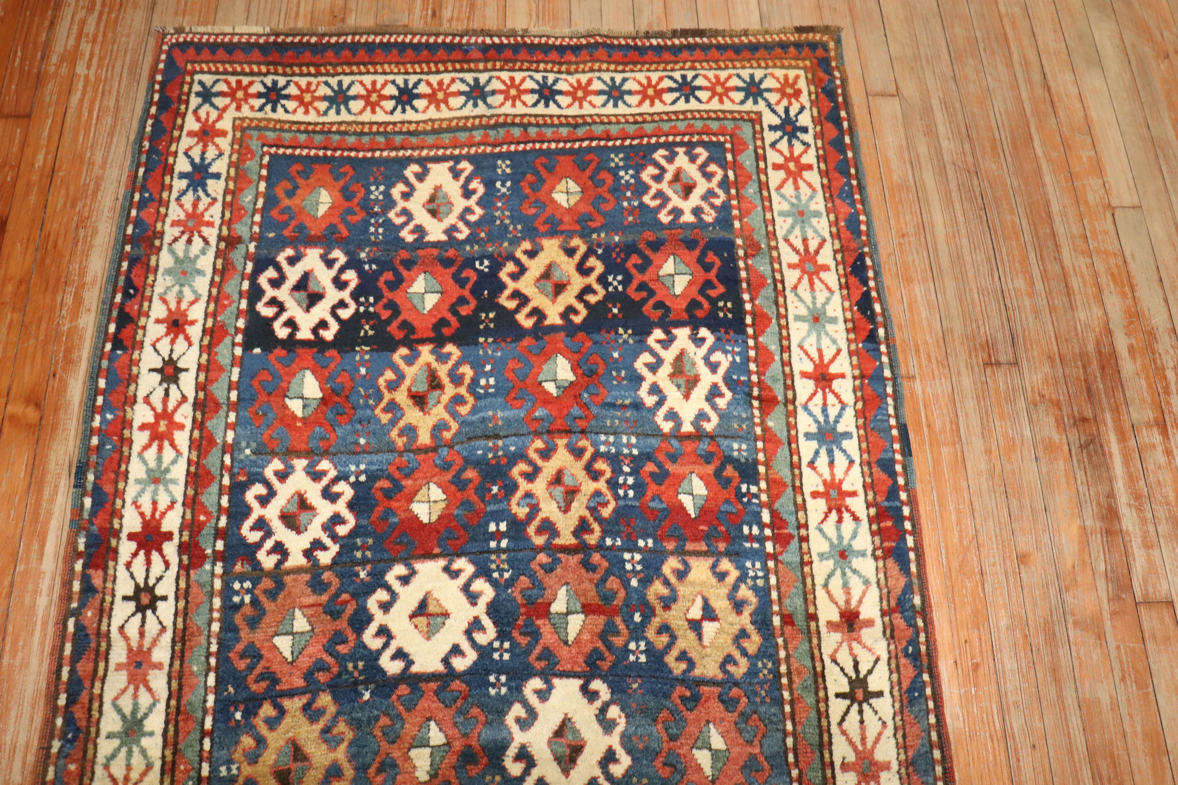 Late 19th century full pile Moghan Kazak Cacuasian rug

Details
rug no.	j3795
size	4'1