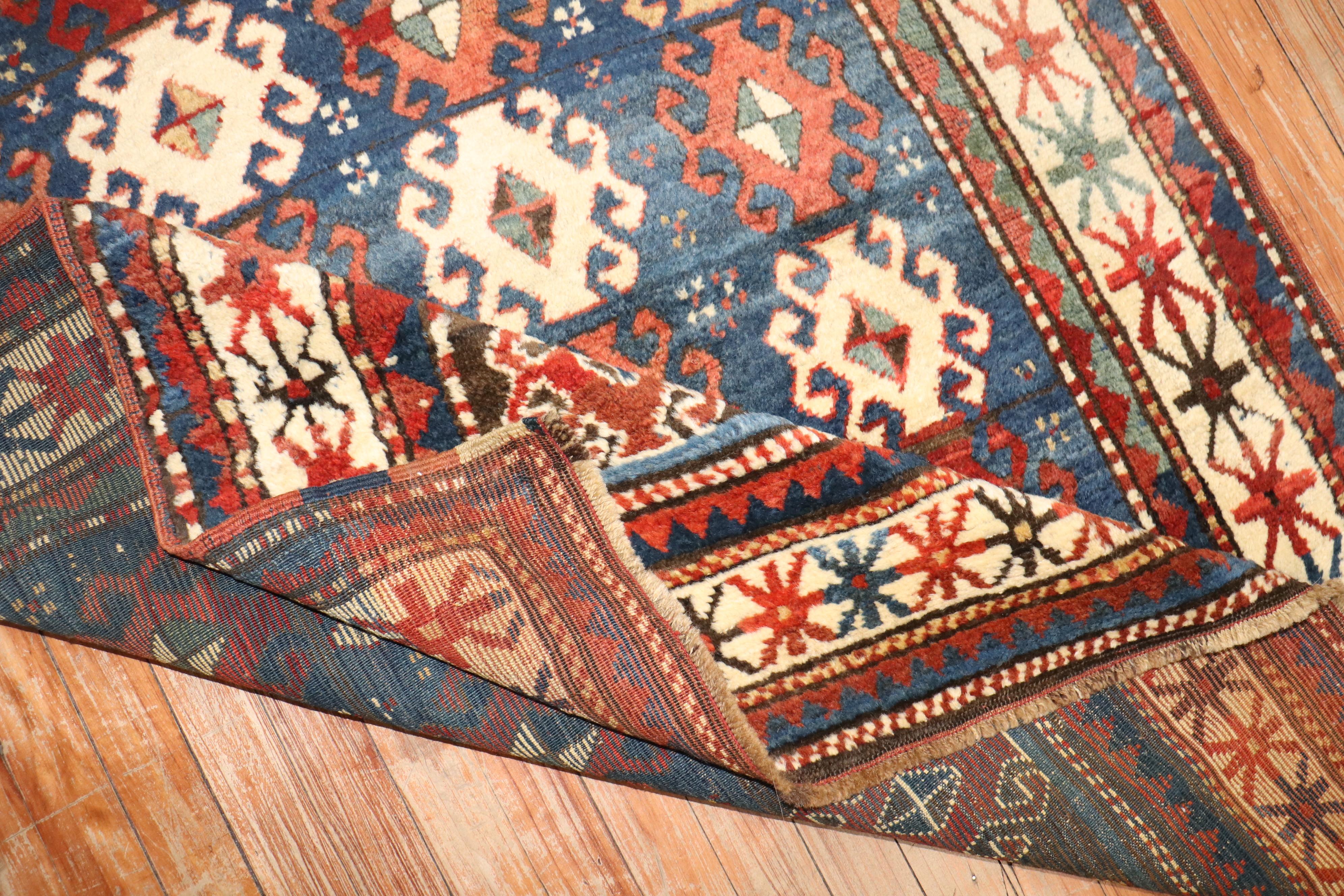 Zabihi Collection Moghan Antique Caucasian Kazak Rug In Good Condition For Sale In New York, NY