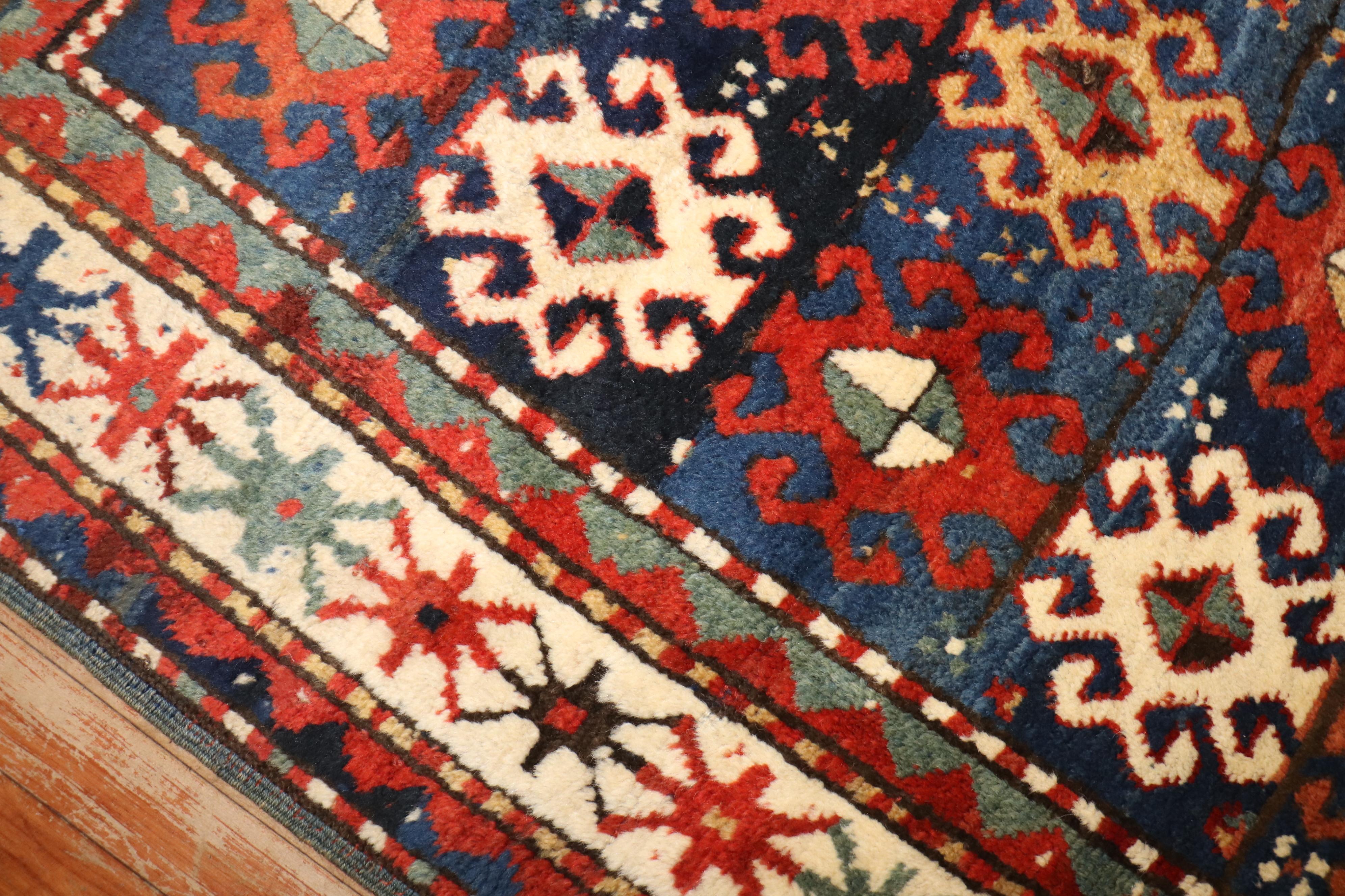 Zabihi Collection Moghan Antique Caucasian Kazak Rug For Sale 3