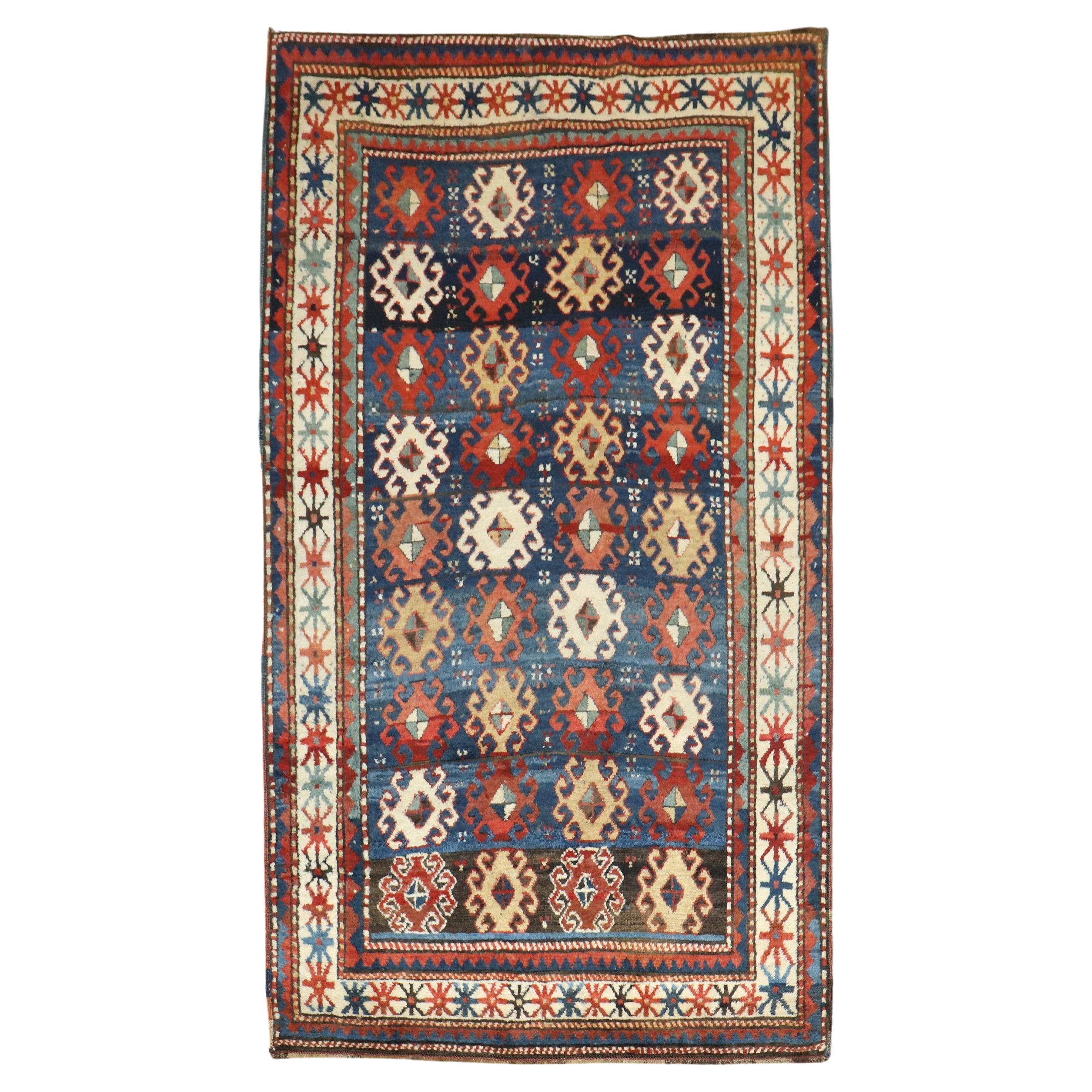Zabihi Collection Moghan Antique Caucasian Kazak Rug For Sale