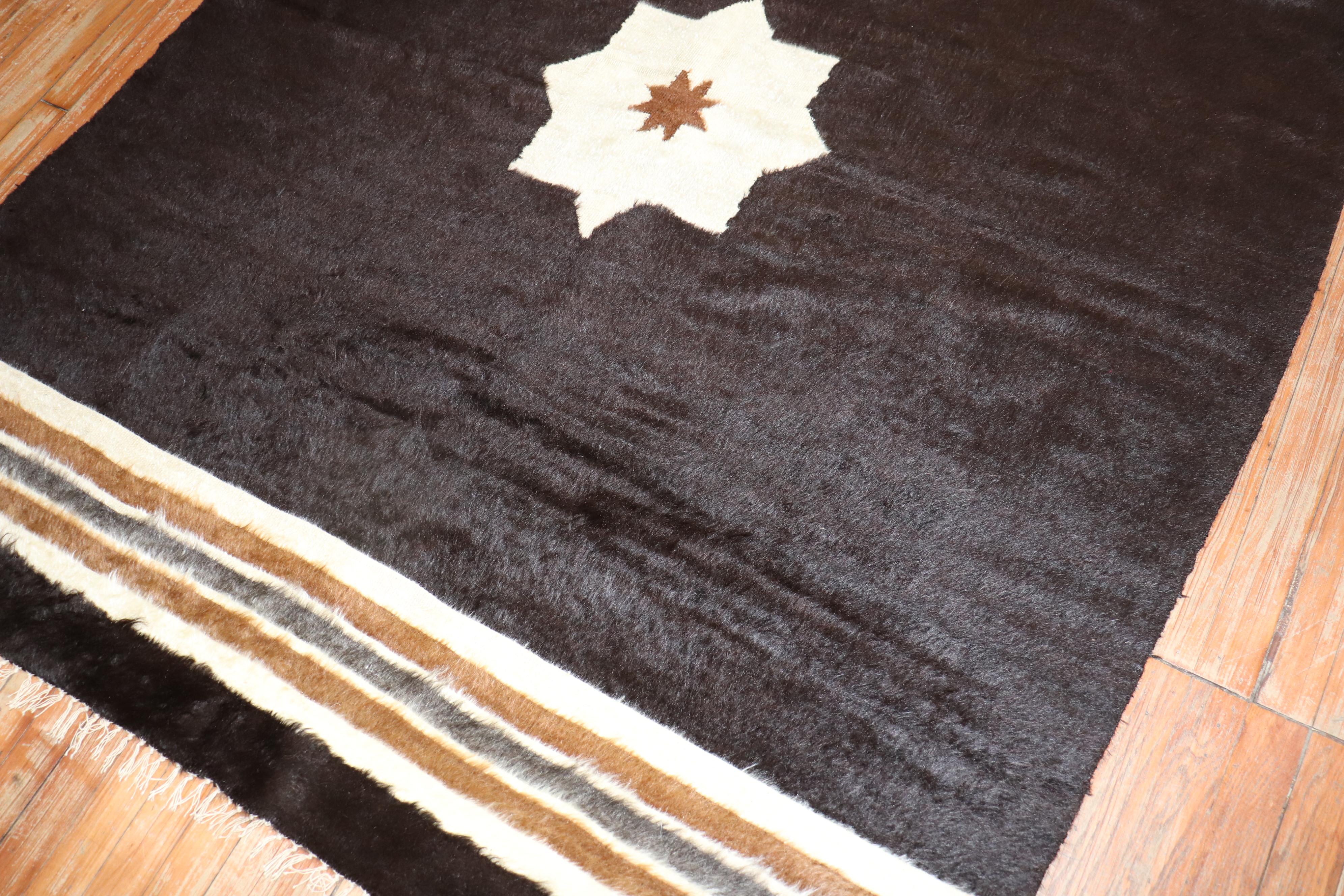Mid-Century Modern Zabihi Collection Mohair Turkish Rug For Sale