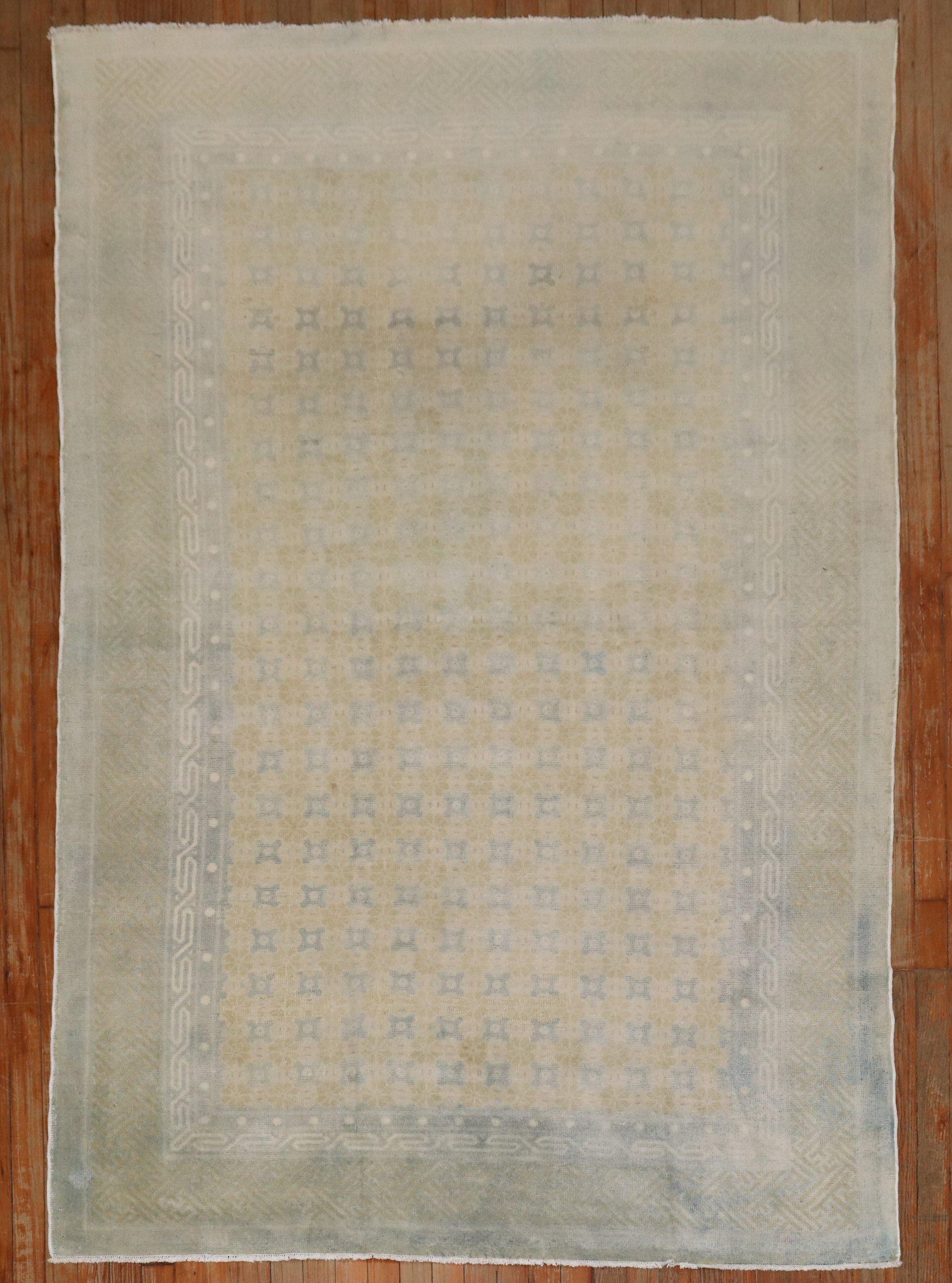Wool Zabihi Collection Muted Antique Chinese Rug For Sale