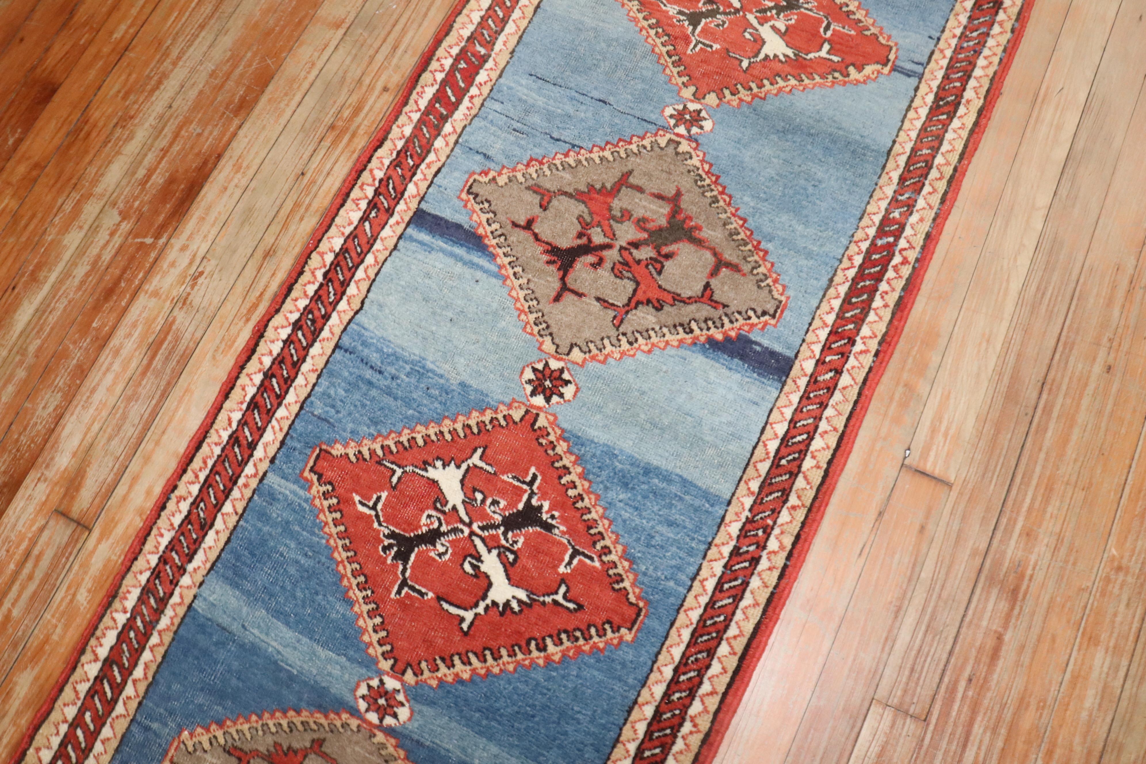 Zabihi Collection Narrow Antique Northwest Persian Tribal Runner In Good Condition For Sale In New York, NY