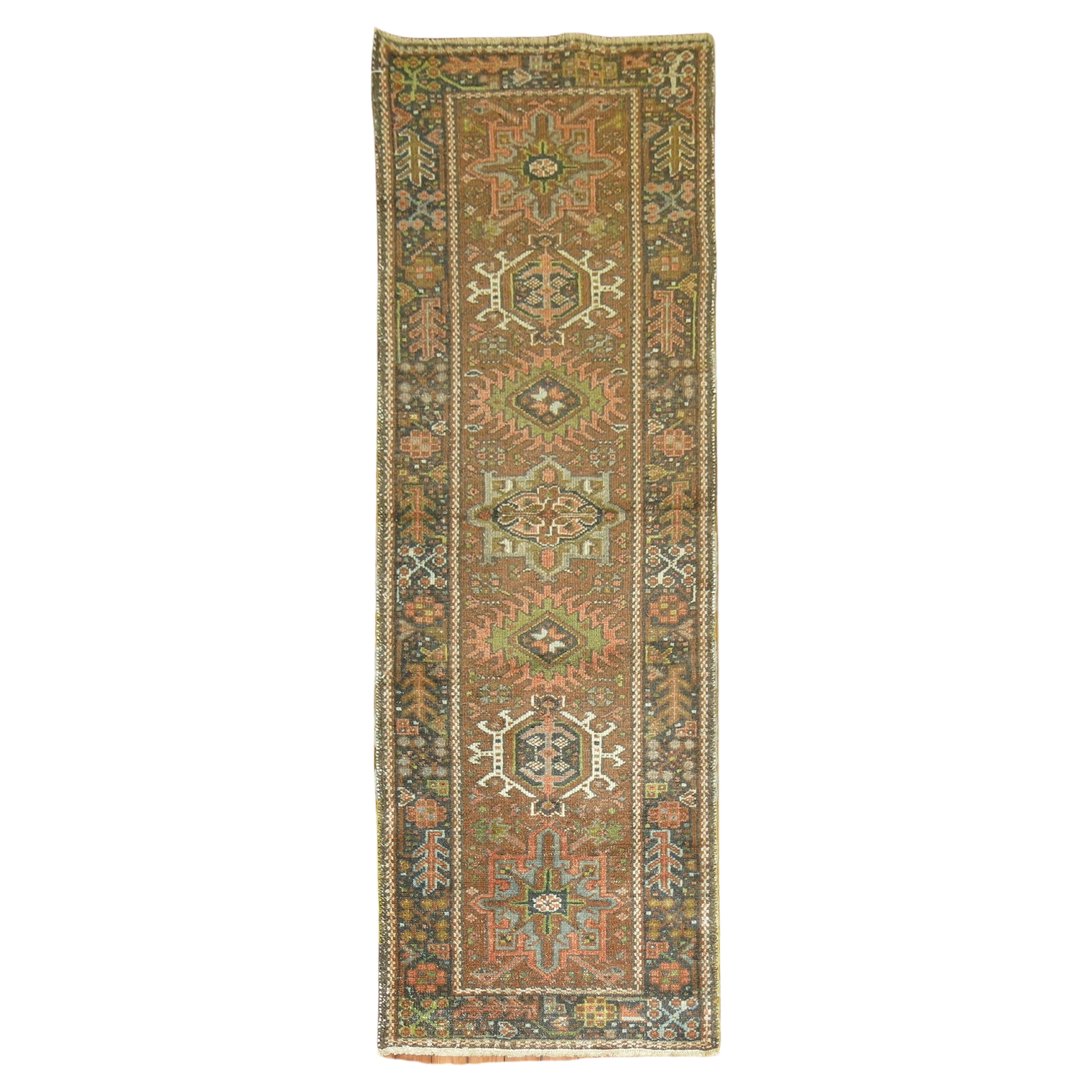 Zabihi Collection Narrow Antique Persian Heriz Runner