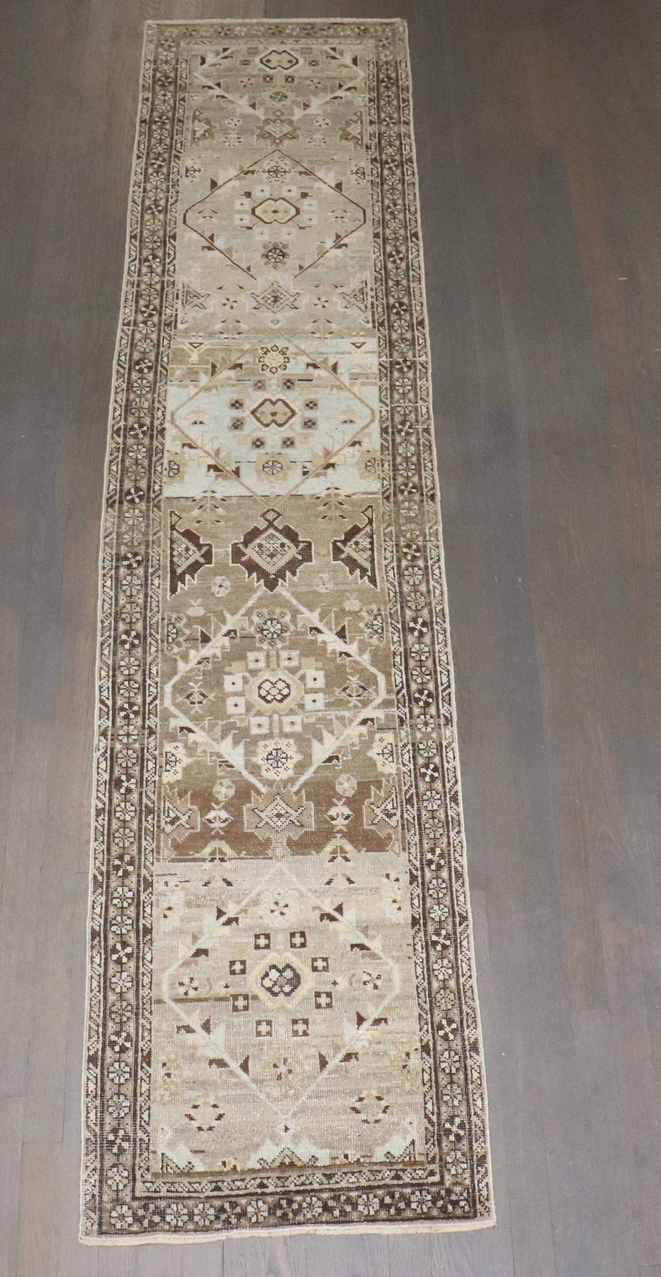 Hand-Woven Zabihi Collection Narrow Antique Persian Malayer Runner For Sale