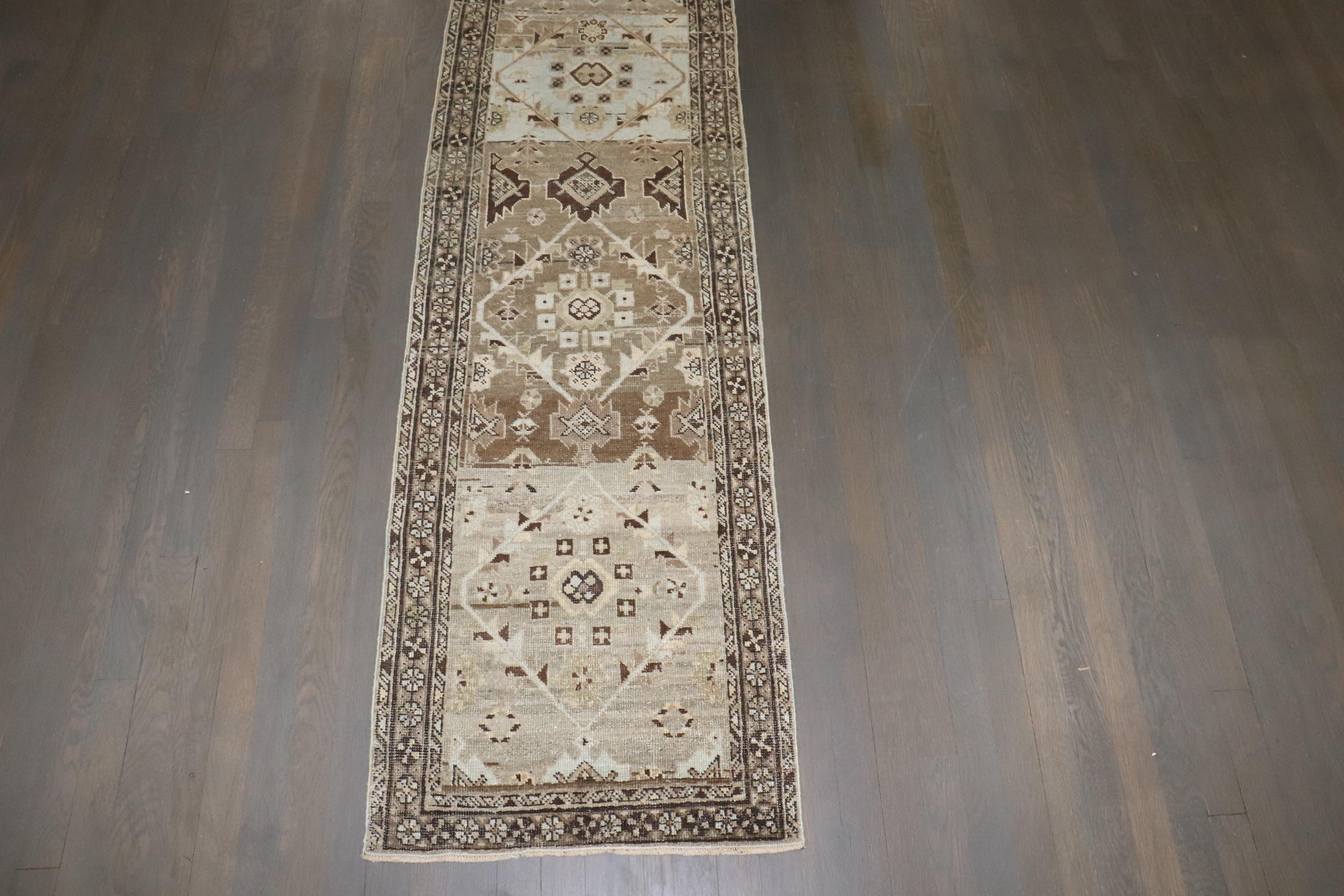 Wool Zabihi Collection Narrow Antique Persian Malayer Runner For Sale