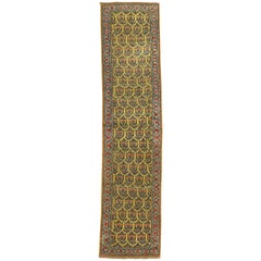 Zabihi Collection Narrow Paisley Yellow Antique Runner