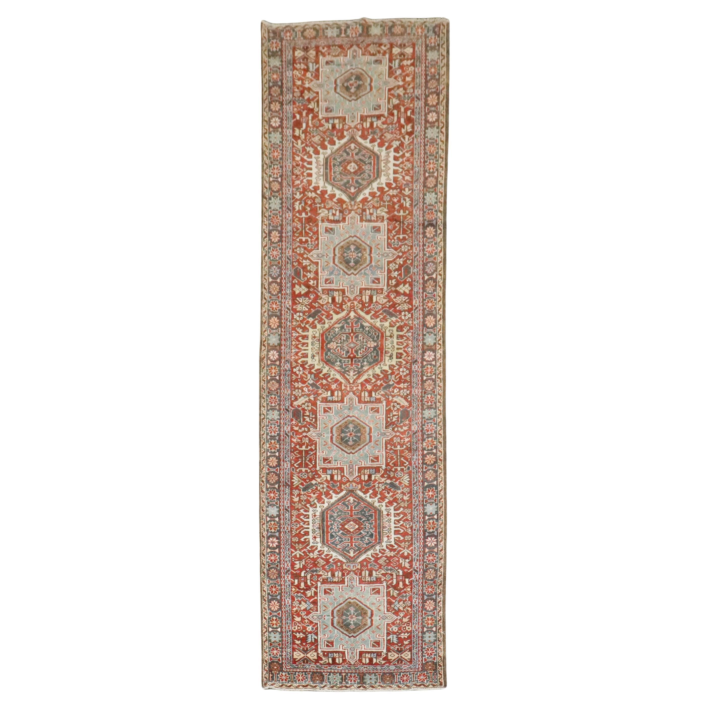Zabihi Collection Narrow Persian Heriz Runner For Sale