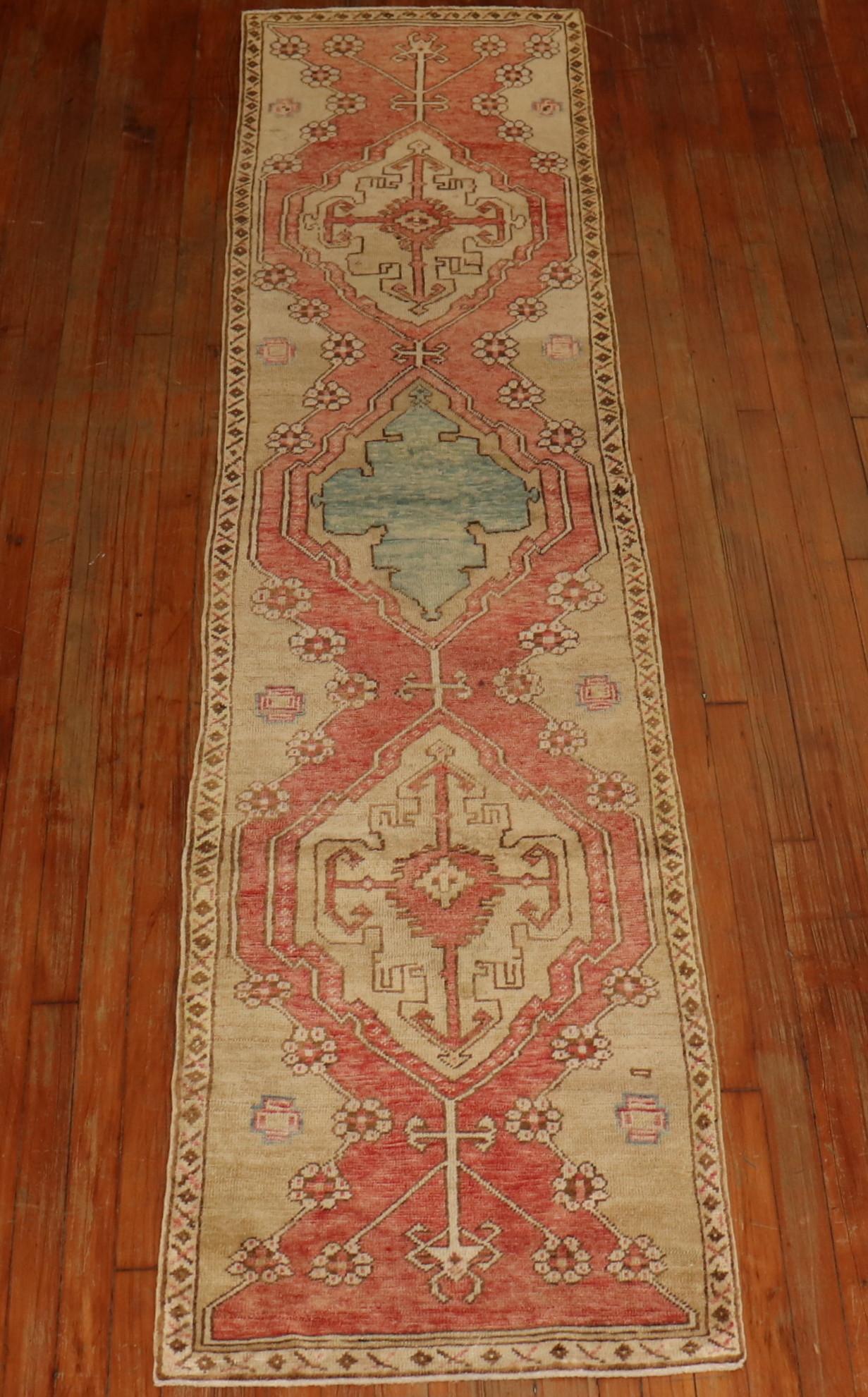 Zabihi Collection Narrow Vintage Turkish Runner In Good Condition For Sale In New York, NY