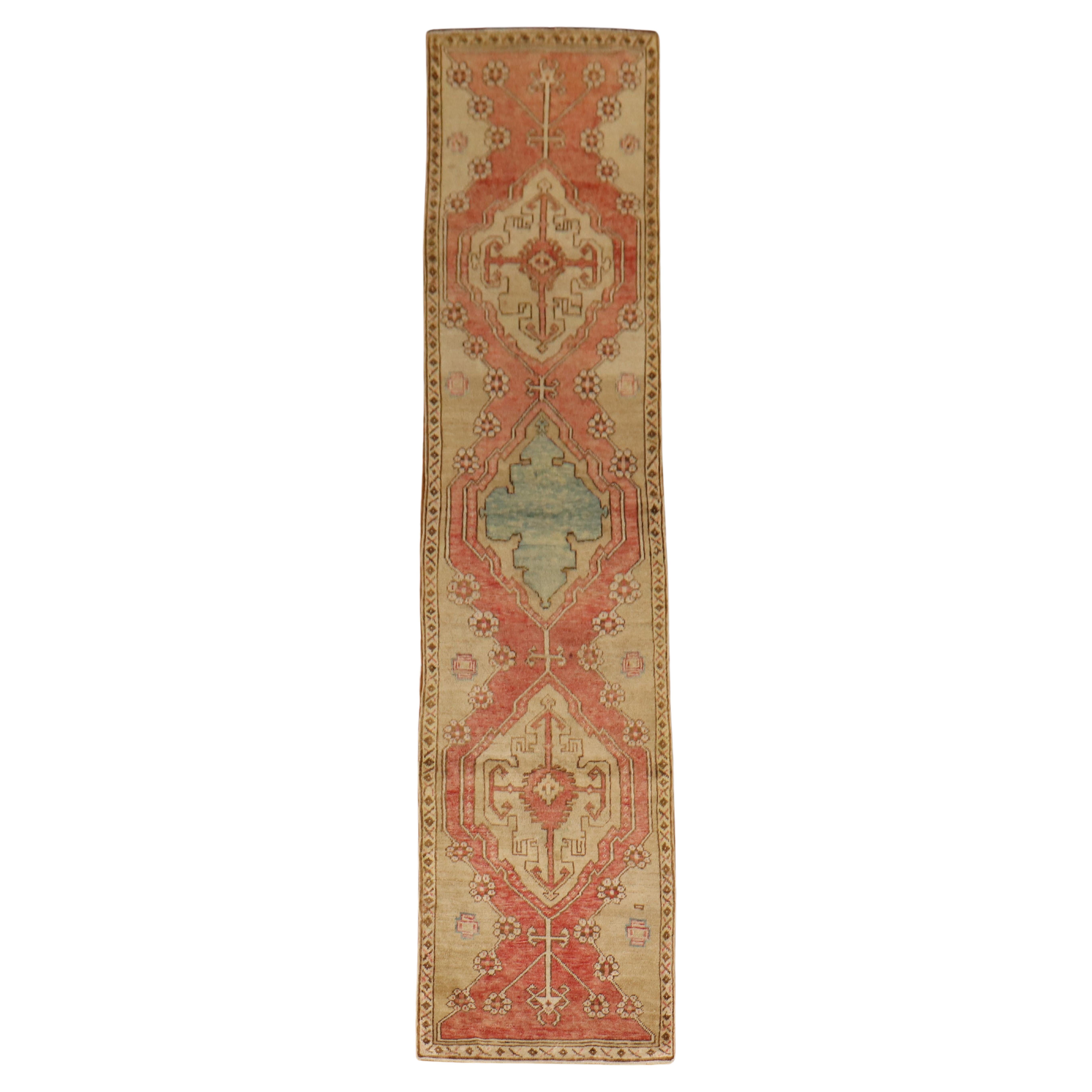 Zabihi Collection Narrow Vintage Turkish Runner For Sale