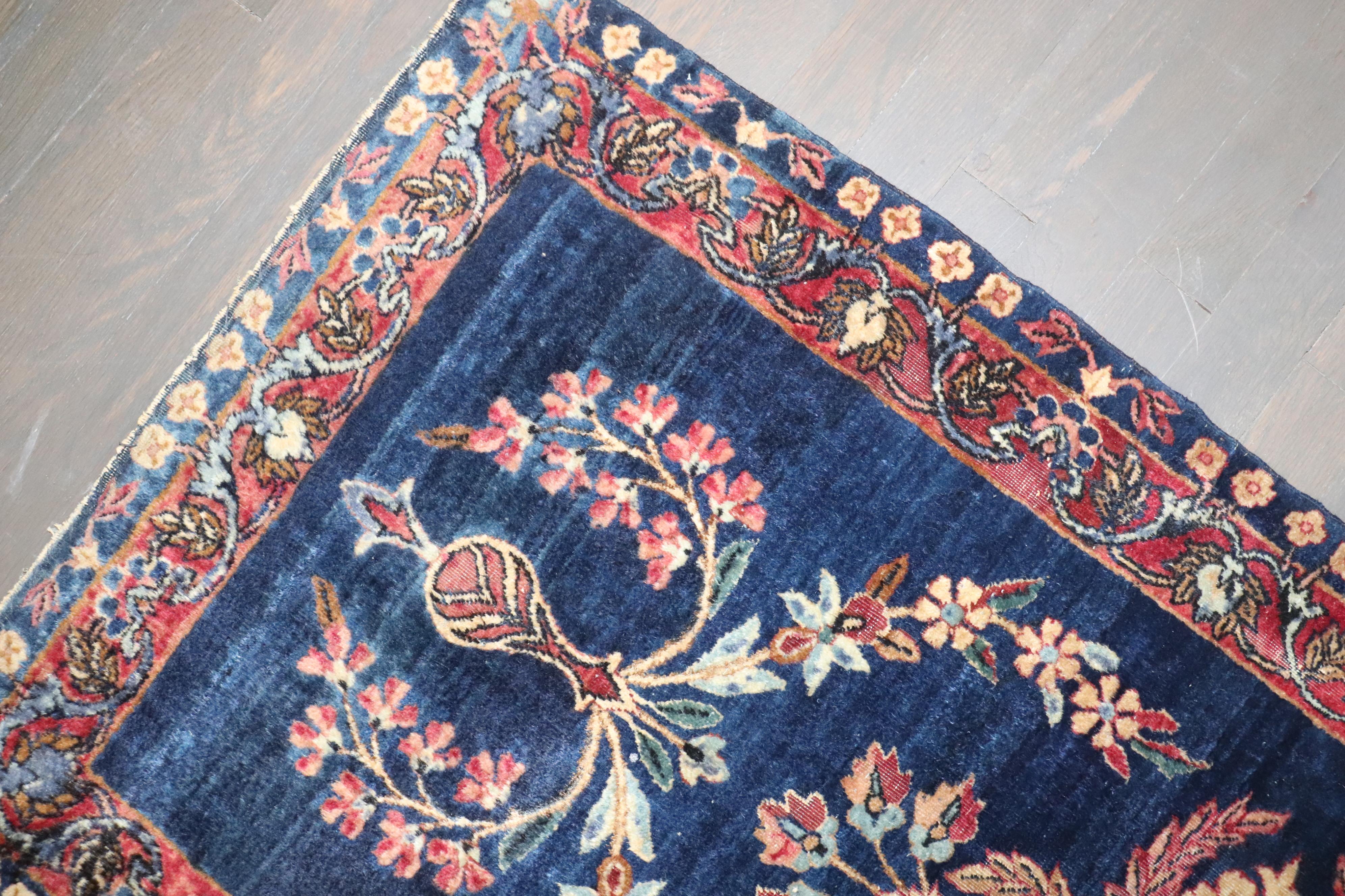 Indiano Tappeto Zabihi Collection Navy Antique Indo Persian Sarouk in vendita