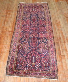 Zabihi Collection Navy Antique Persian Sarouk Small Runner