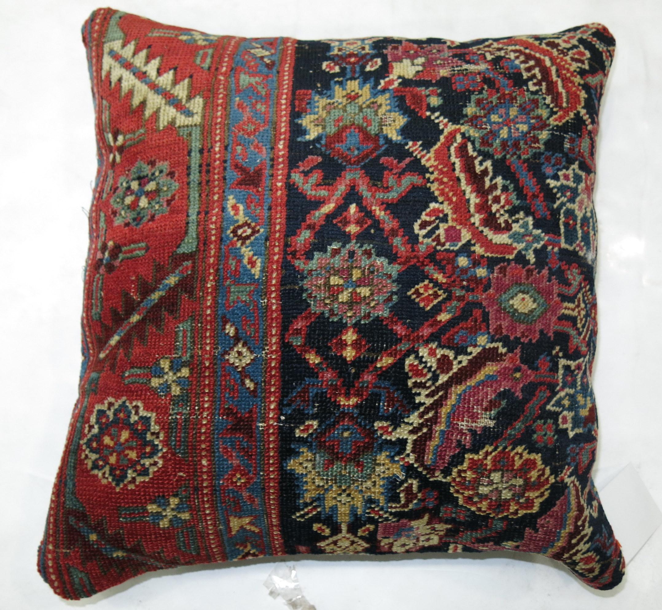 Zabihi Collection Navy Antique Rug Pillow In Good Condition For Sale In New York, NY