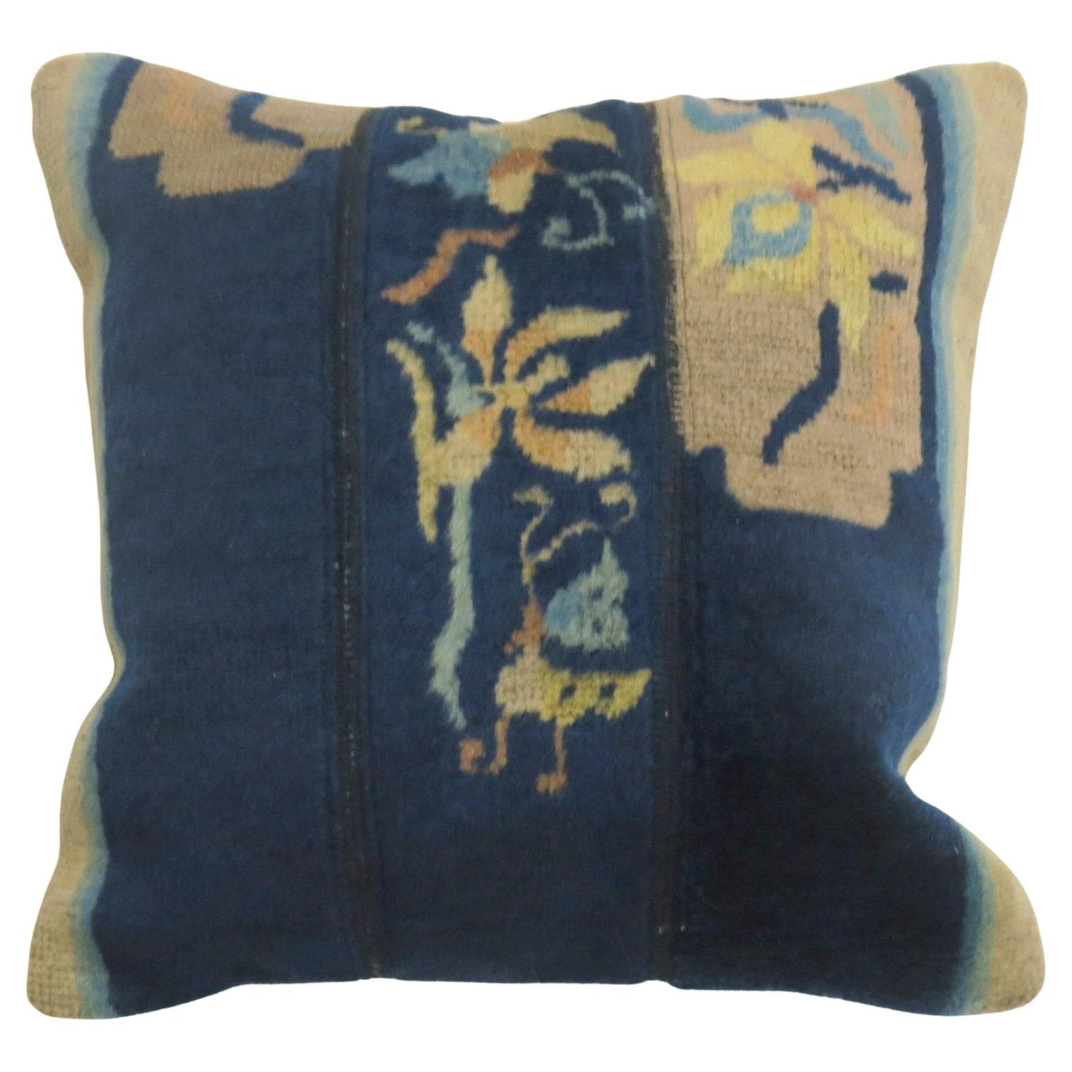 Zabihi Collection Navy Chinese Rug Pillow