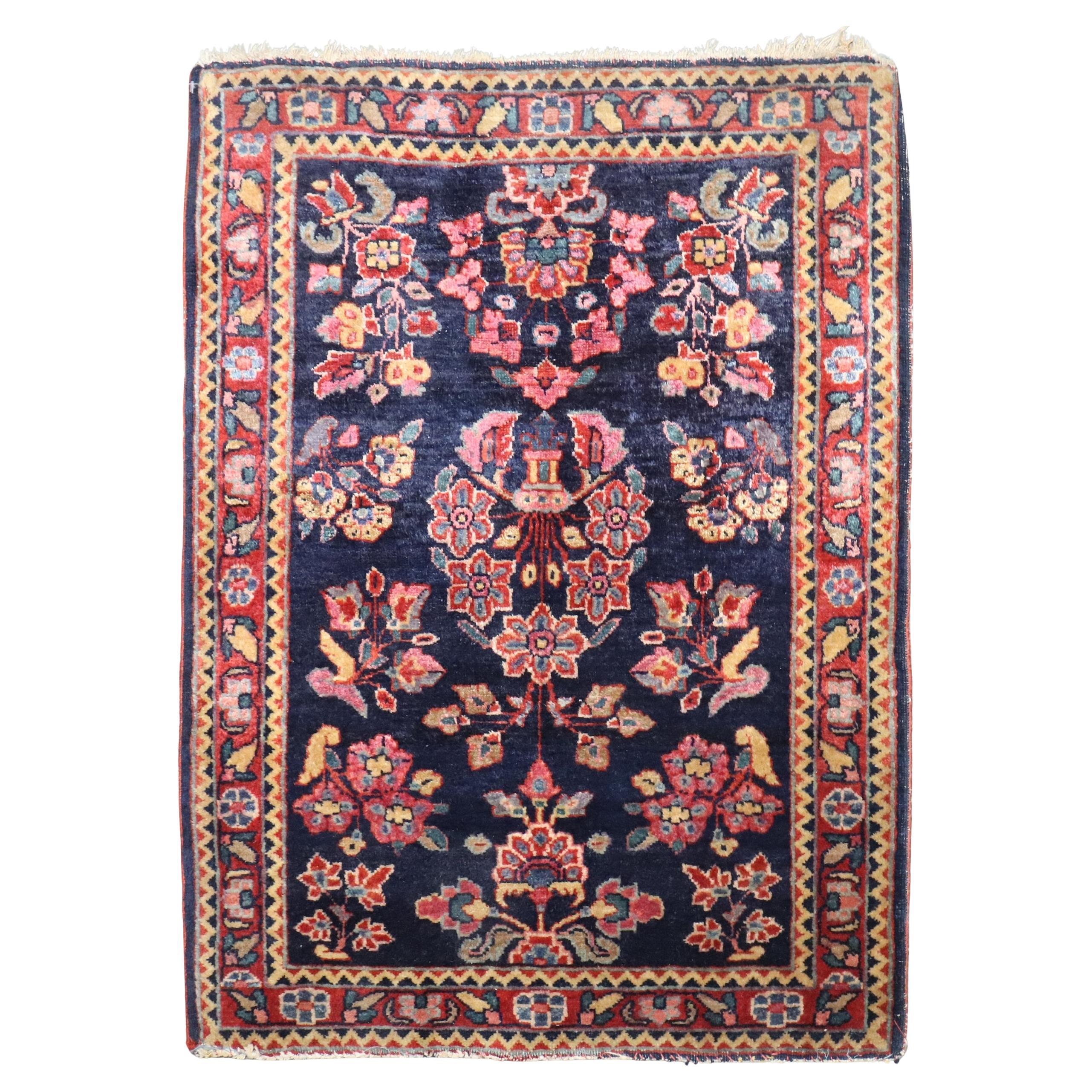 Zabihi Collection Navy Sarouk Mini Rug