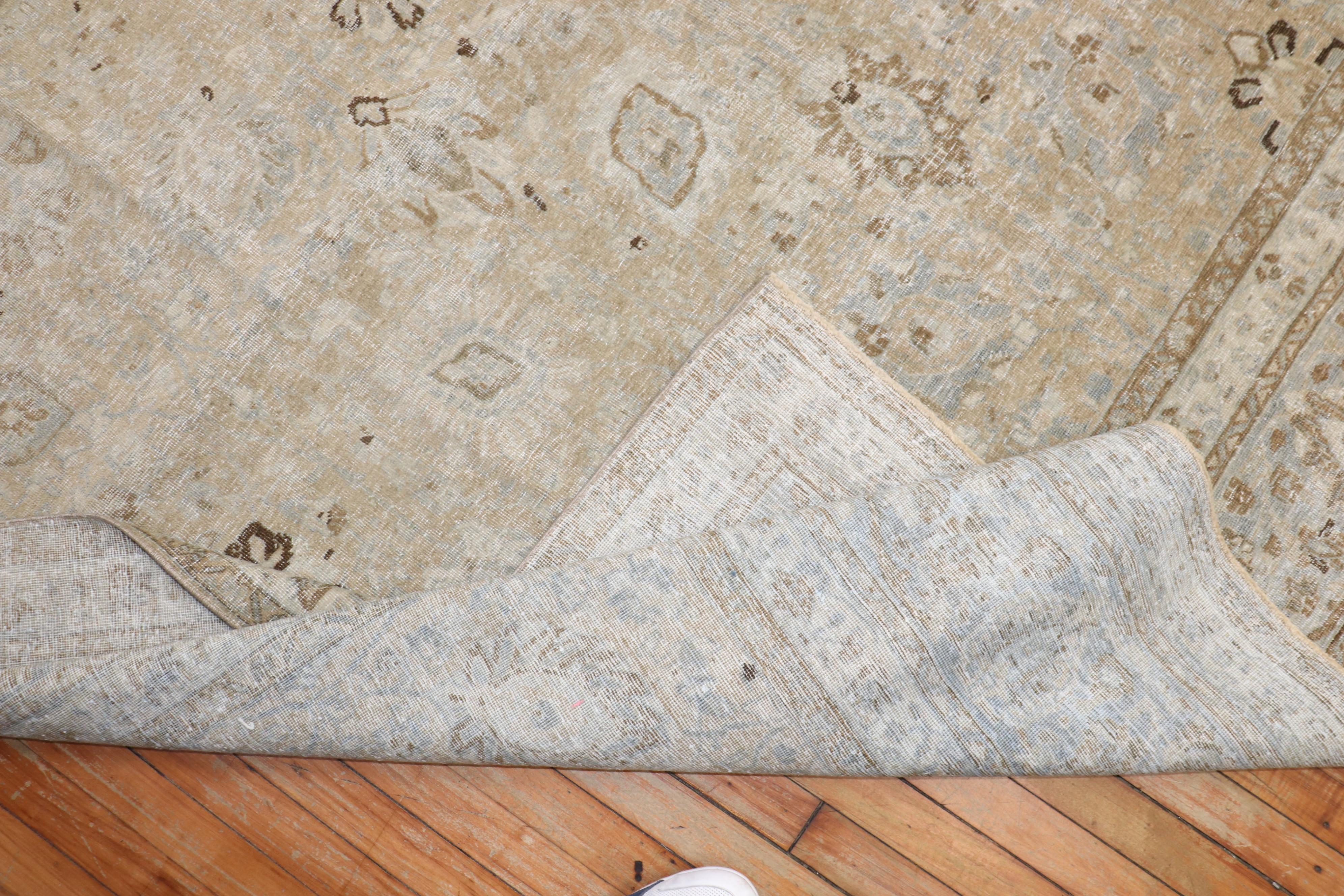Zabihi Collection Neutral Antique Persian Tabriz Rug For Sale 6