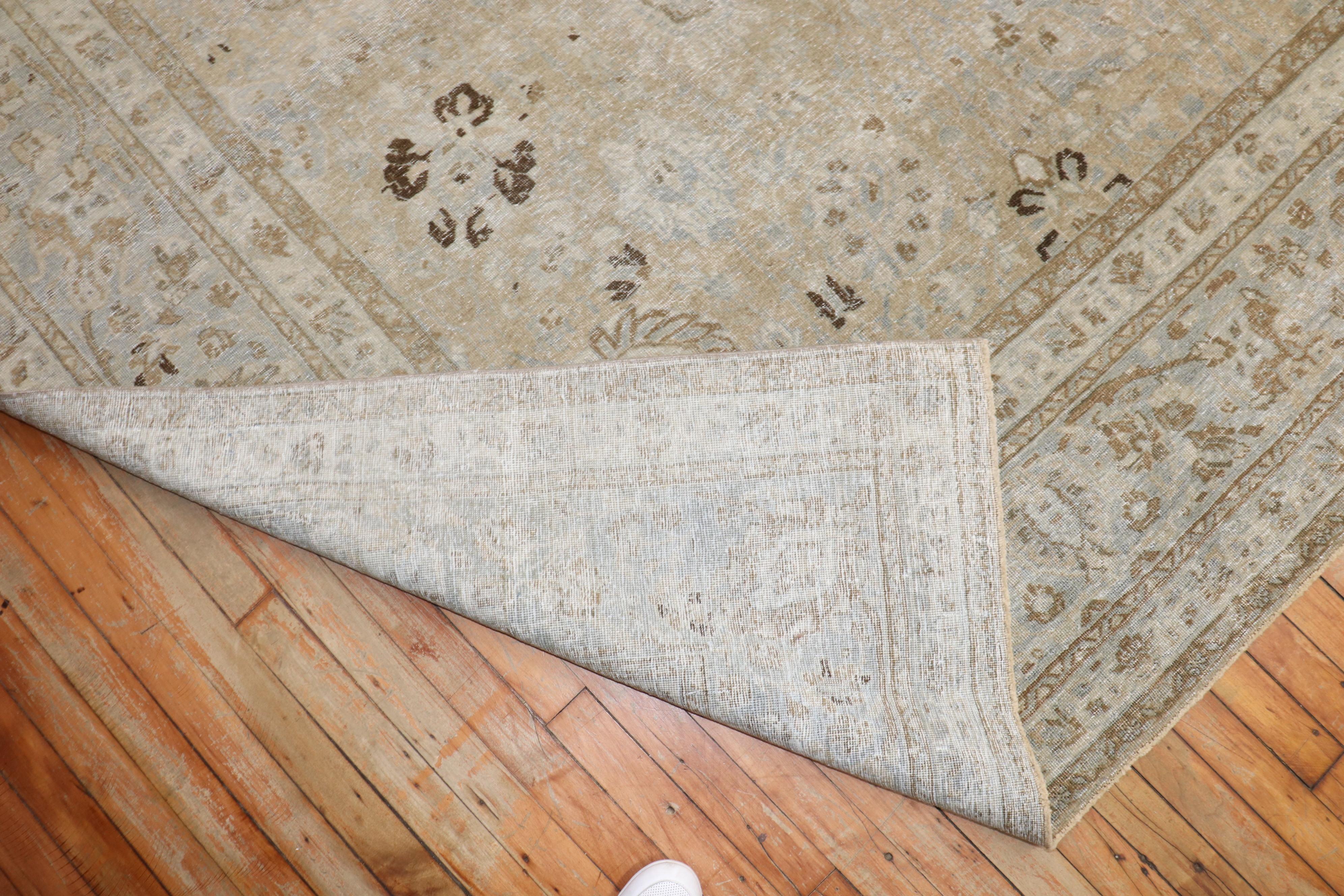 Zabihi Collection Neutral Antique Persian Tabriz Rug For Sale 1