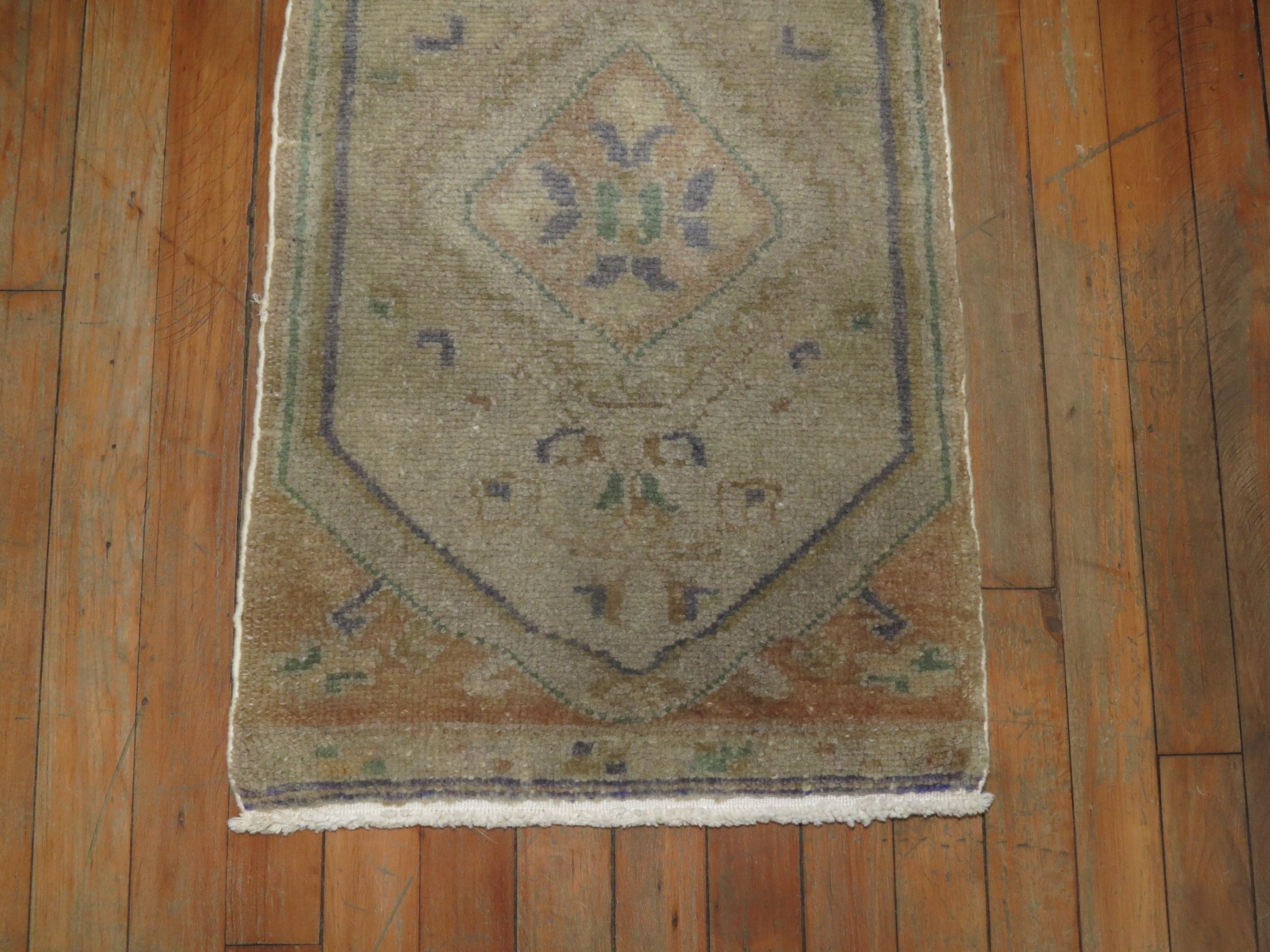 Hand-Knotted Zabihi Collection Neutral Turkish Yastik Rug For Sale