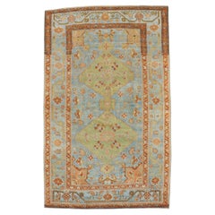 Antique Zabihi Collection Northwest Persian Apple Green Sky Blue Accent Size Rug